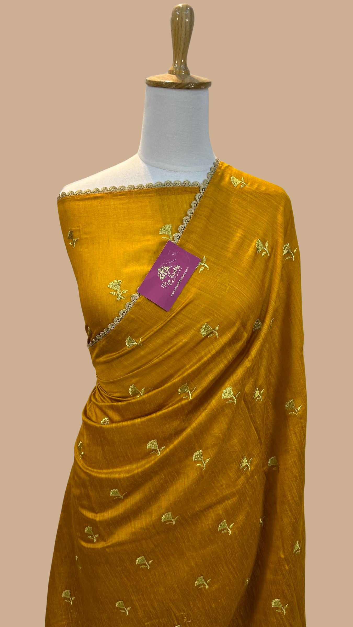 Pure Raw Silk Handloom Banarasi Saree - Chikankari work