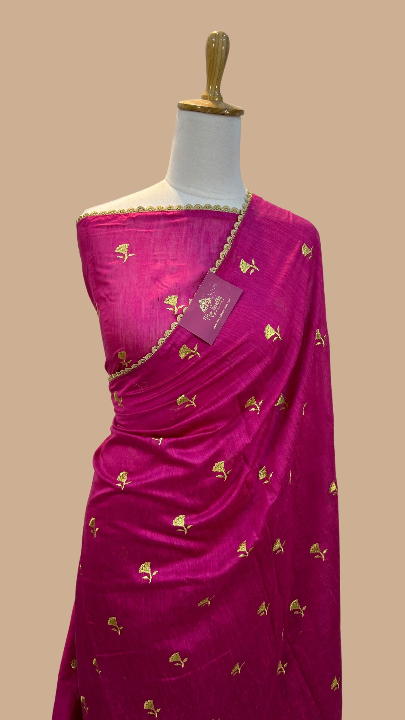 Pure Raw Silk Handloom Banarasi Saree - Chikankari work