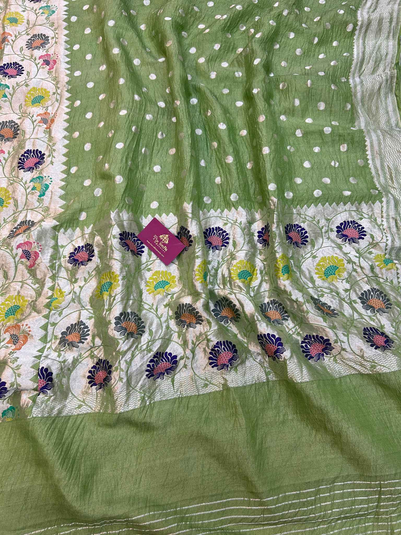 Tussar Georgette Handloom Banarasi Saree - Jaal with Meenakari