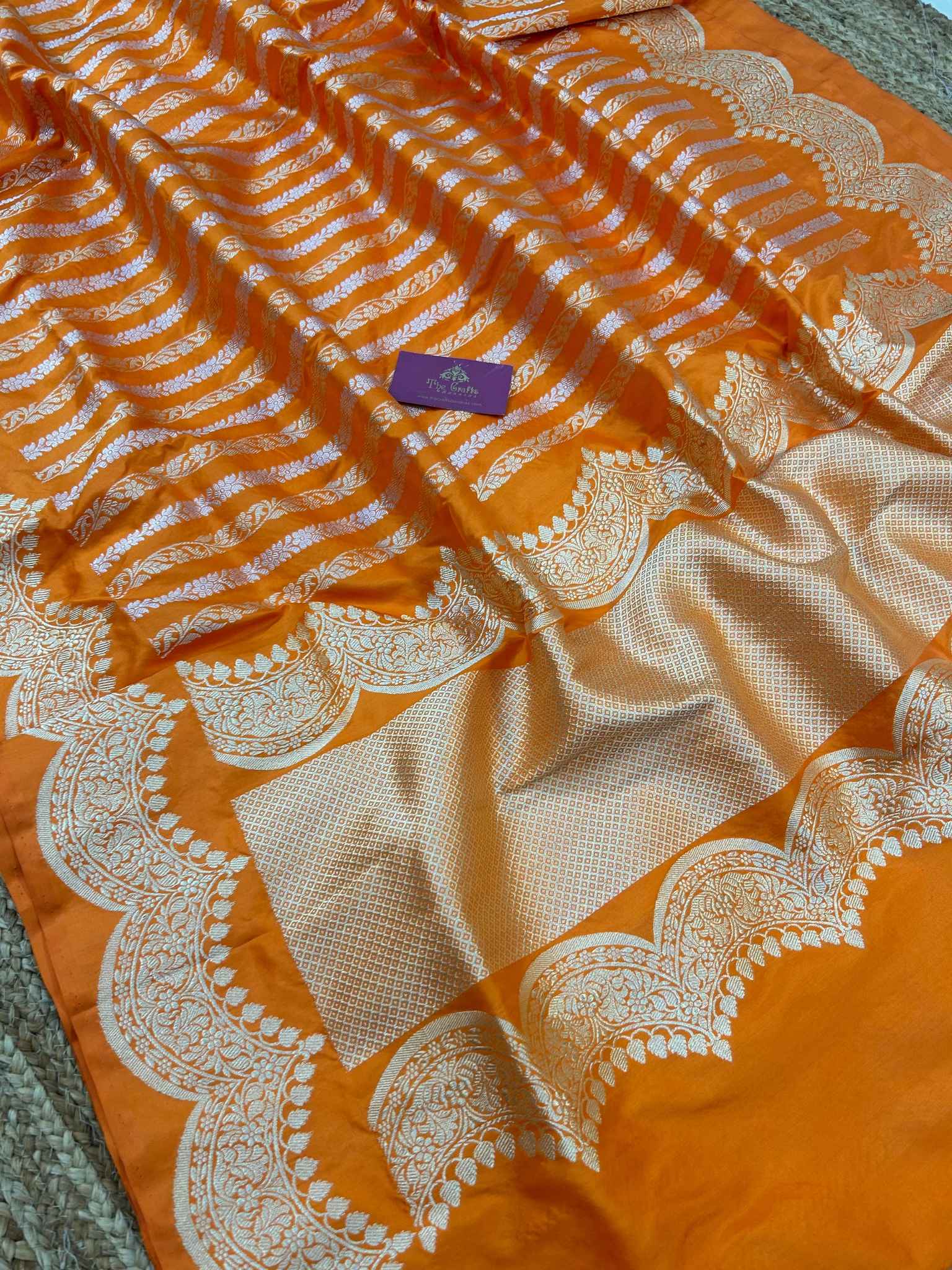 Pure Katan Silk Handloom Banarasi Saree - Sona roopa with kadhua border