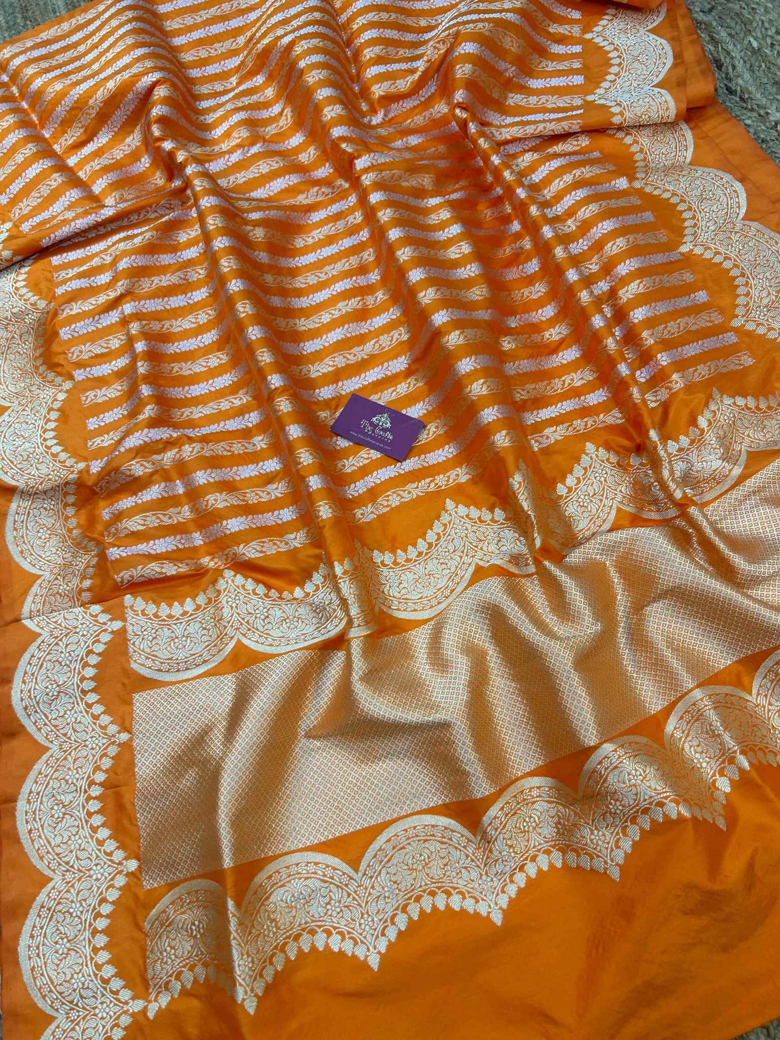 Pure Katan Silk Handloom Banarasi Saree - Sona roopa with kadhua border