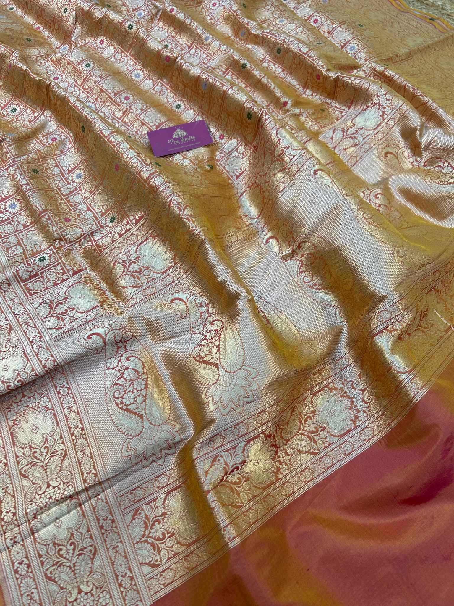 Pure Katan Silk Handloom Banarasi Saree - Tanchui Brocade Meena