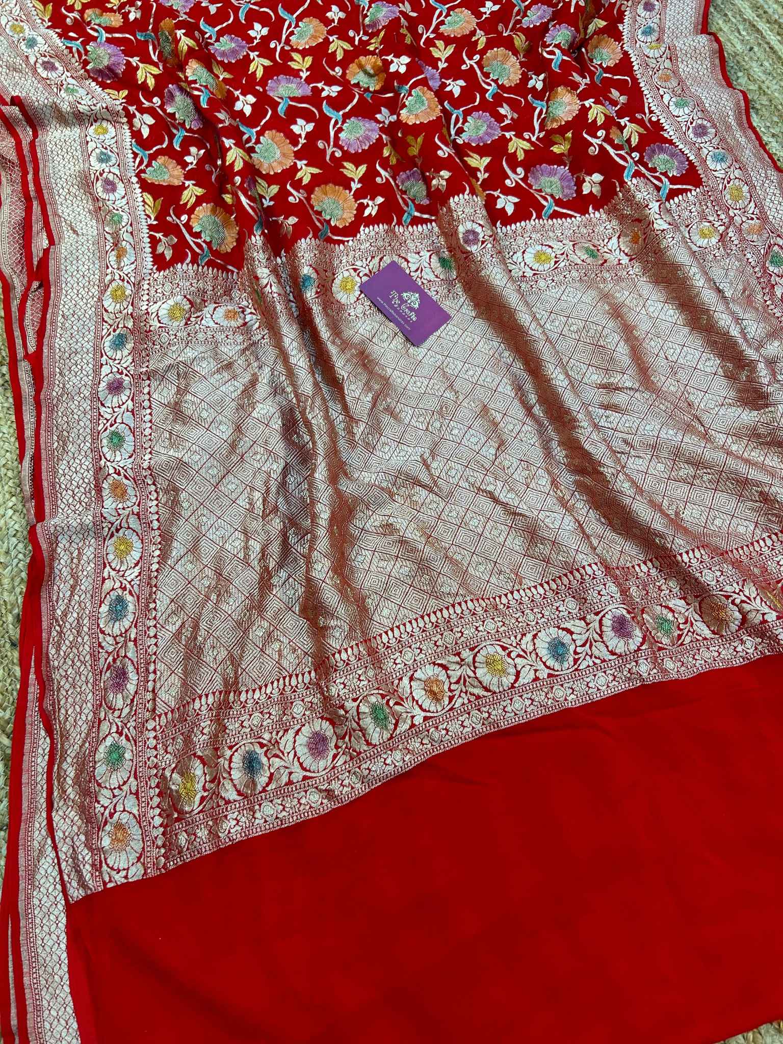 Khaddi Georgette Handloom Banarasi Saree