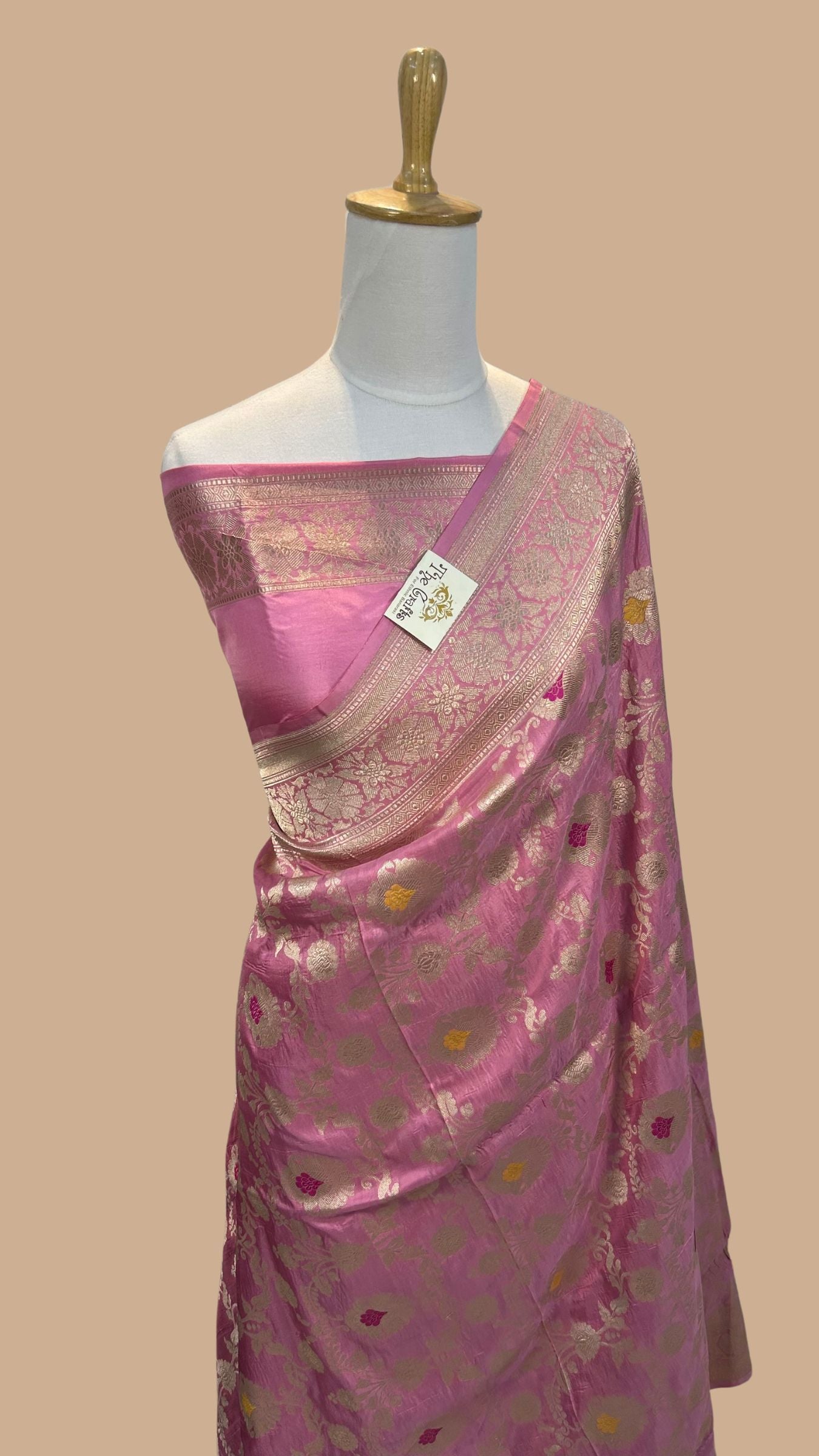 Pure Katan Silk Handloom Banarasi Saree - All over meenakari Jaal work