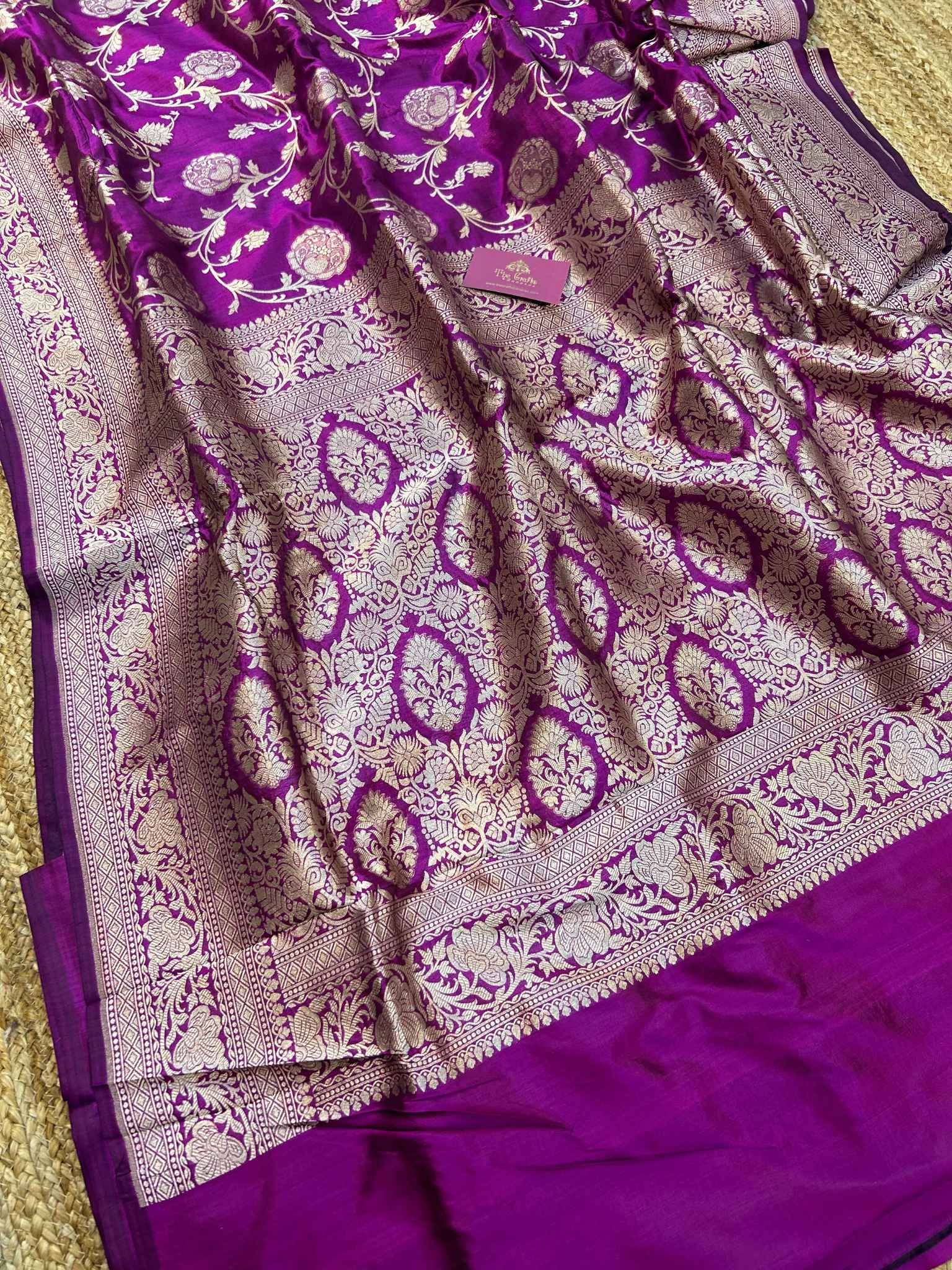 Pure Katan Silk Handloom Banarasi Saree - Jaal work