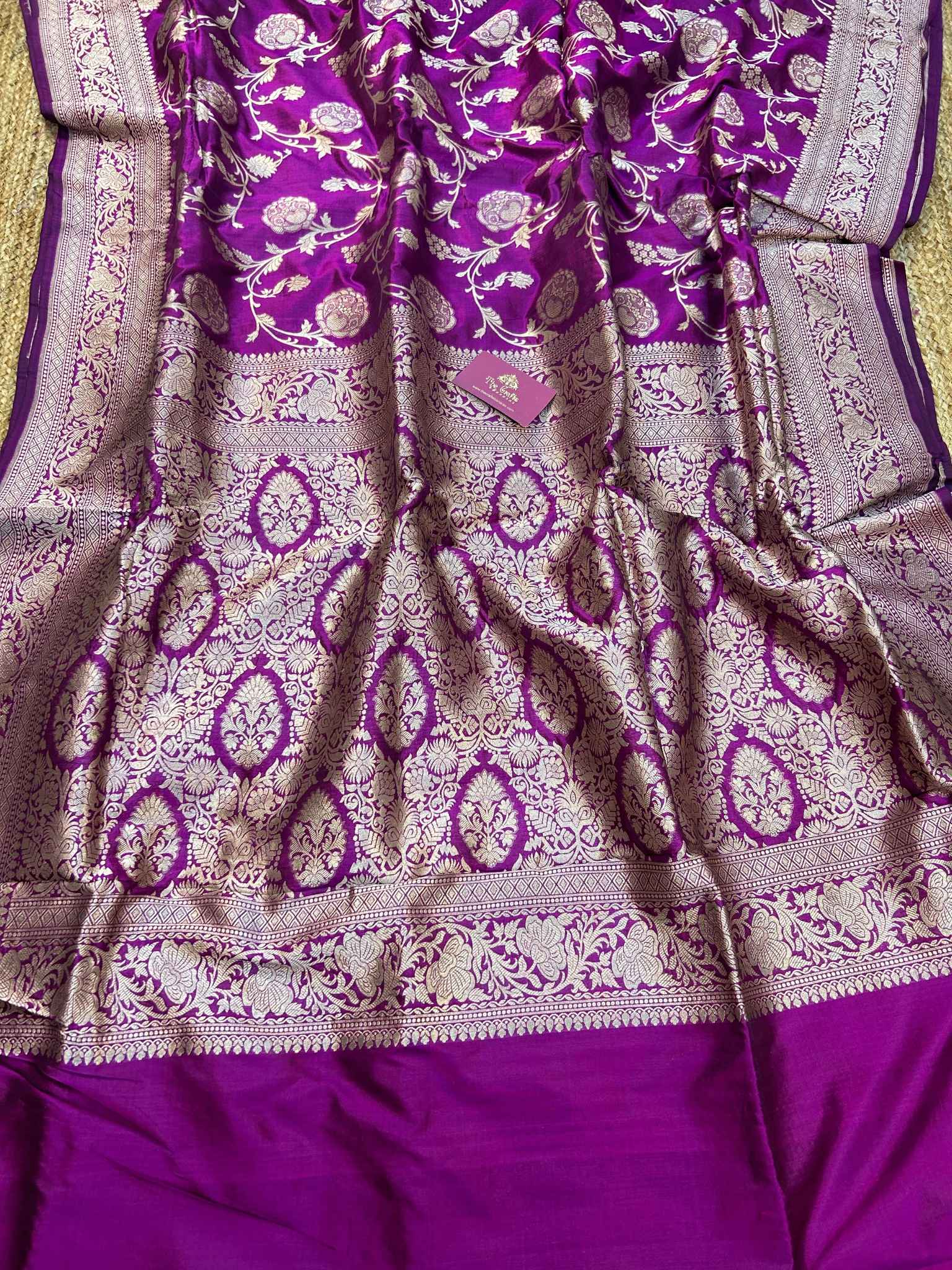 Pure Katan Silk Handloom Banarasi Saree - Jaal work