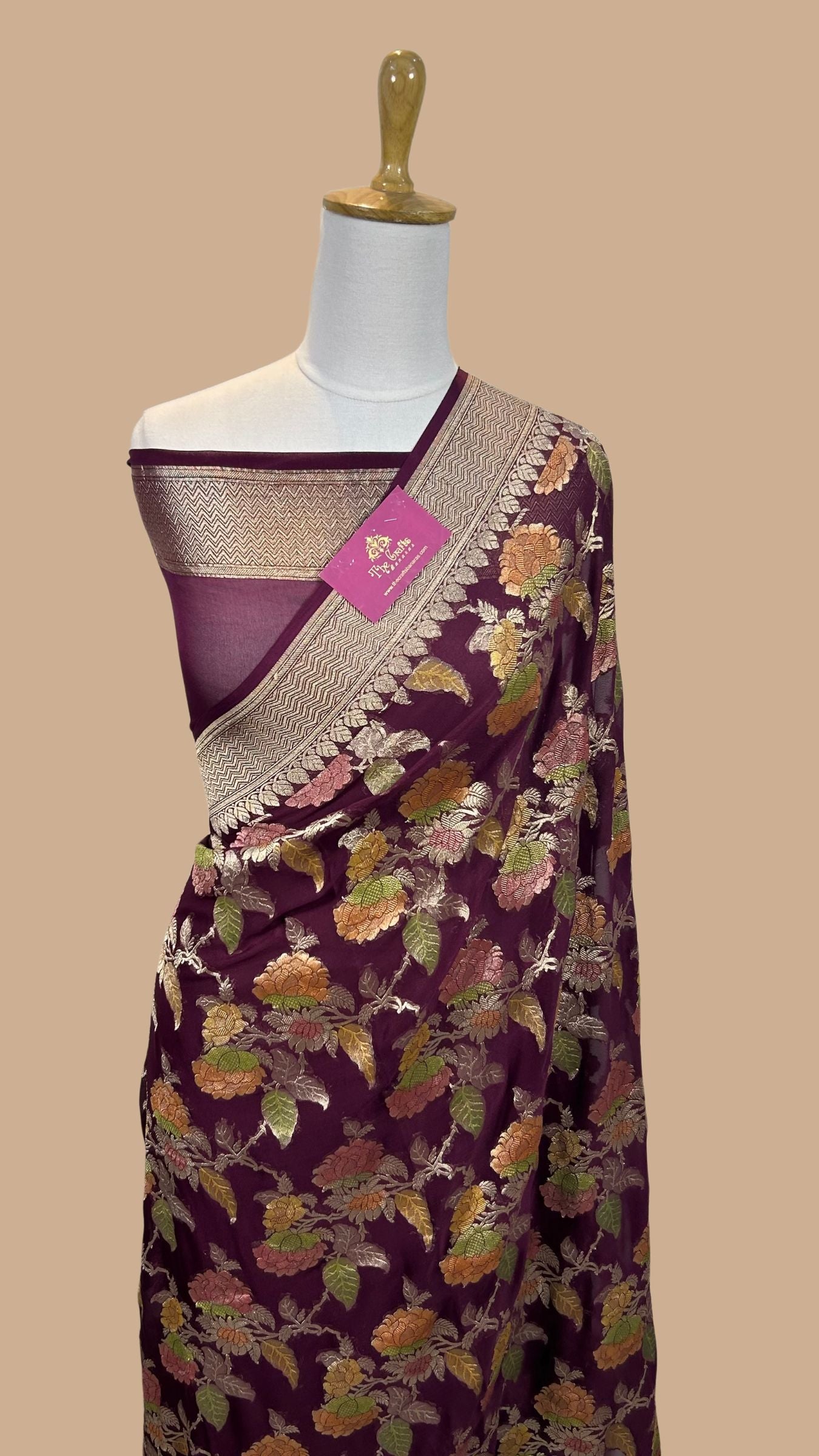 Khaddi Georgette Handloom Banarasi Saree