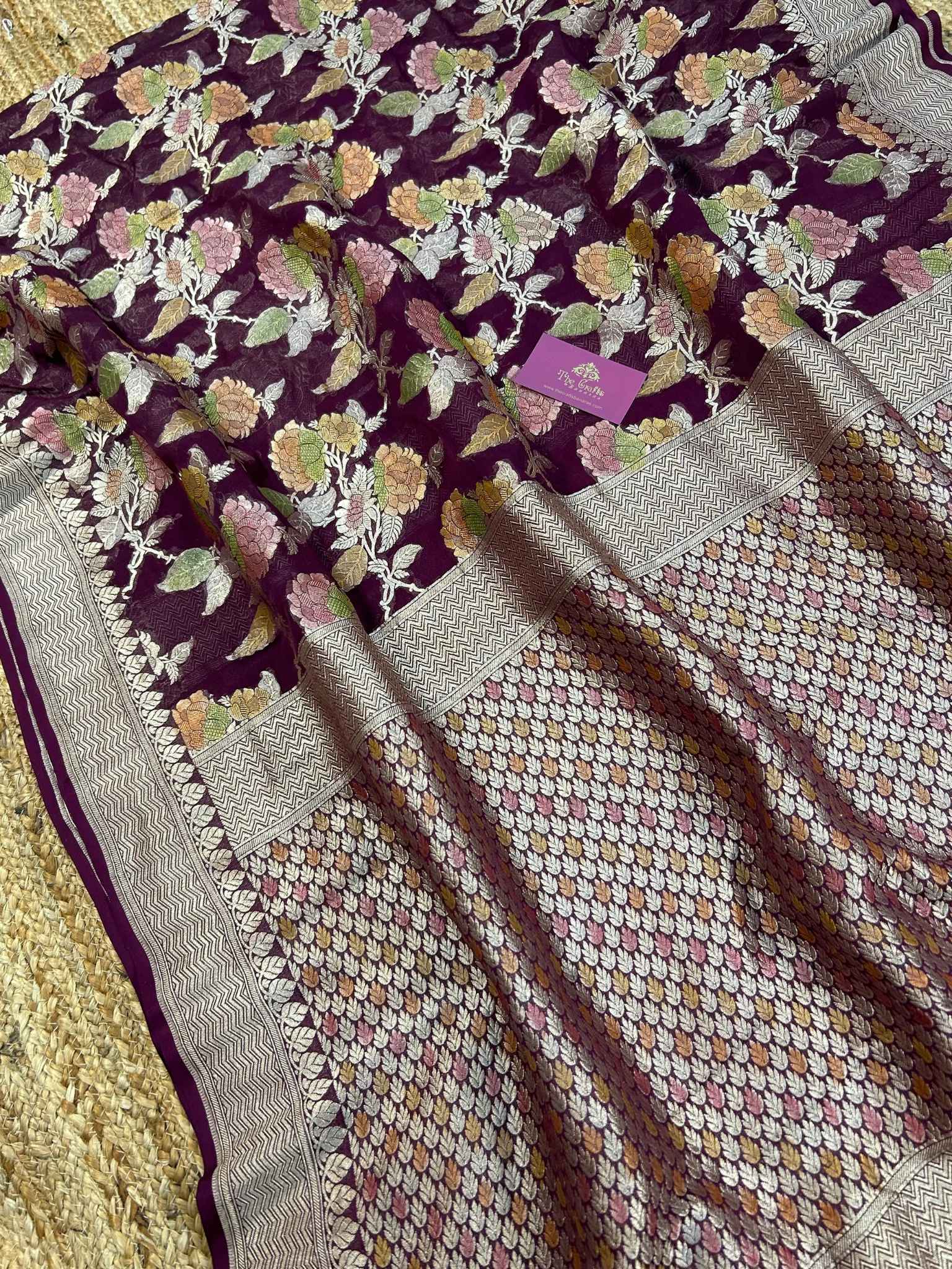 Khaddi Georgette Handloom Banarasi Saree