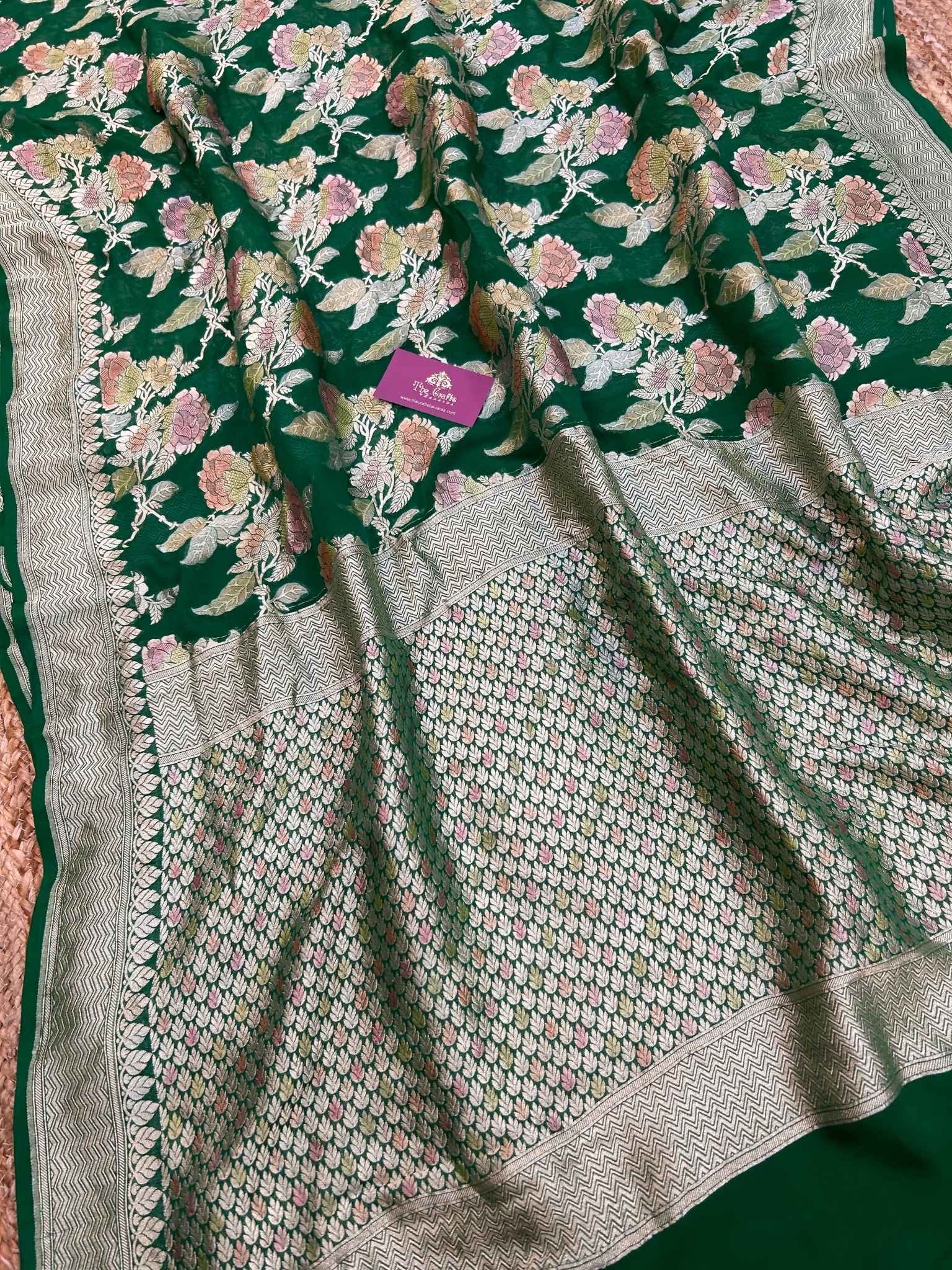 Khaddi Georgette Handloom Banarasi Saree