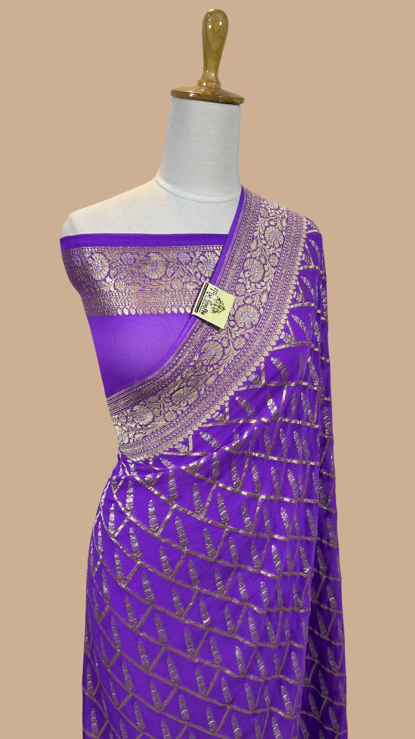 Khaddi Georgette Handloom Banarasi Saree - With sona roopa jaal work