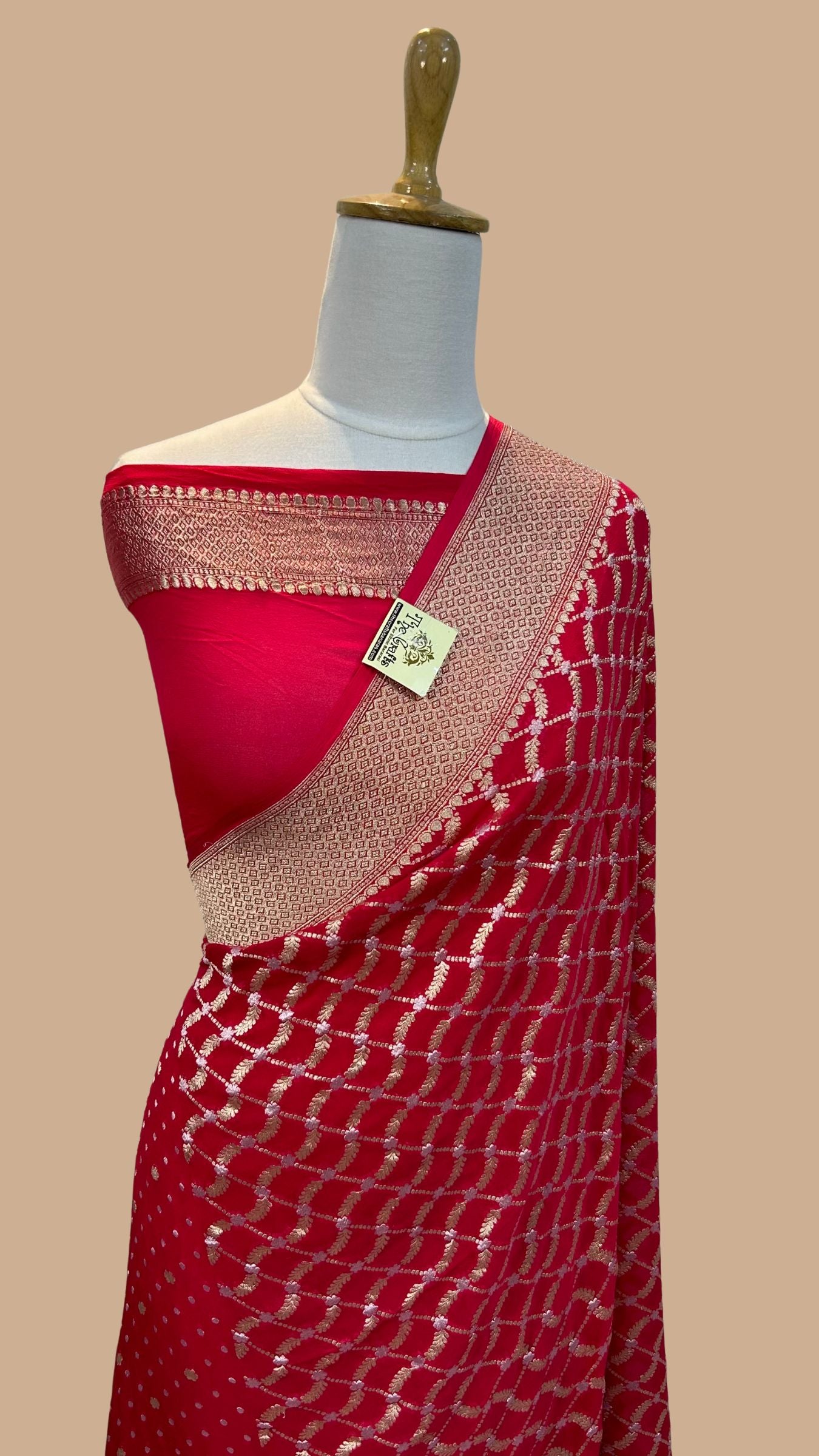 Khaddi Georgette Handloom Banarasi Saree - all over sona roopa work