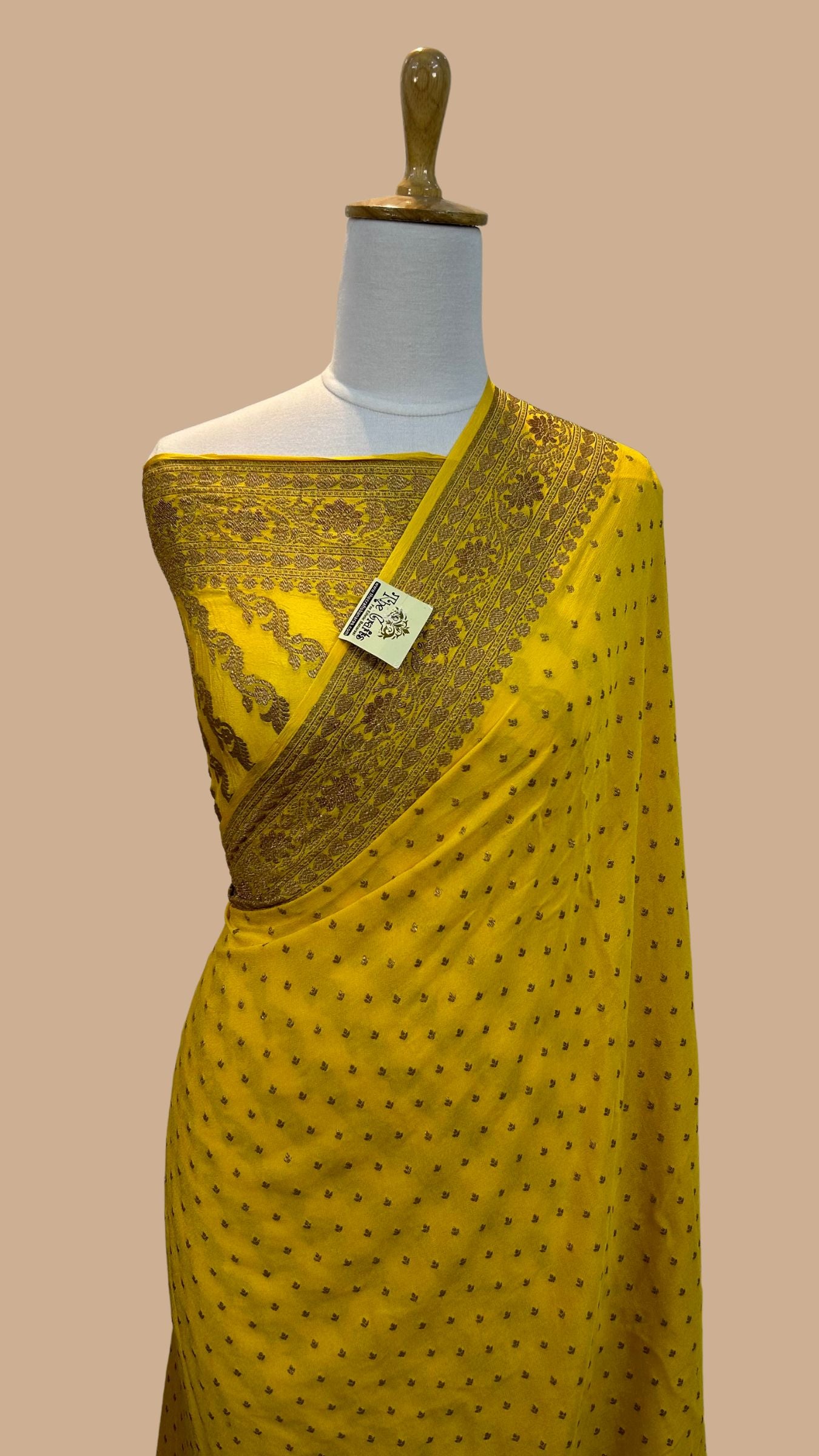 Khaddi Georgette Banarasi Saree - Antique Zari