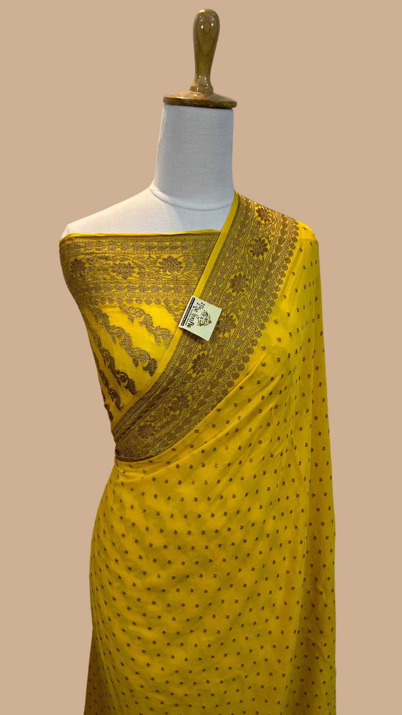 Khaddi Georgette Banarasi Saree - Antique Zari