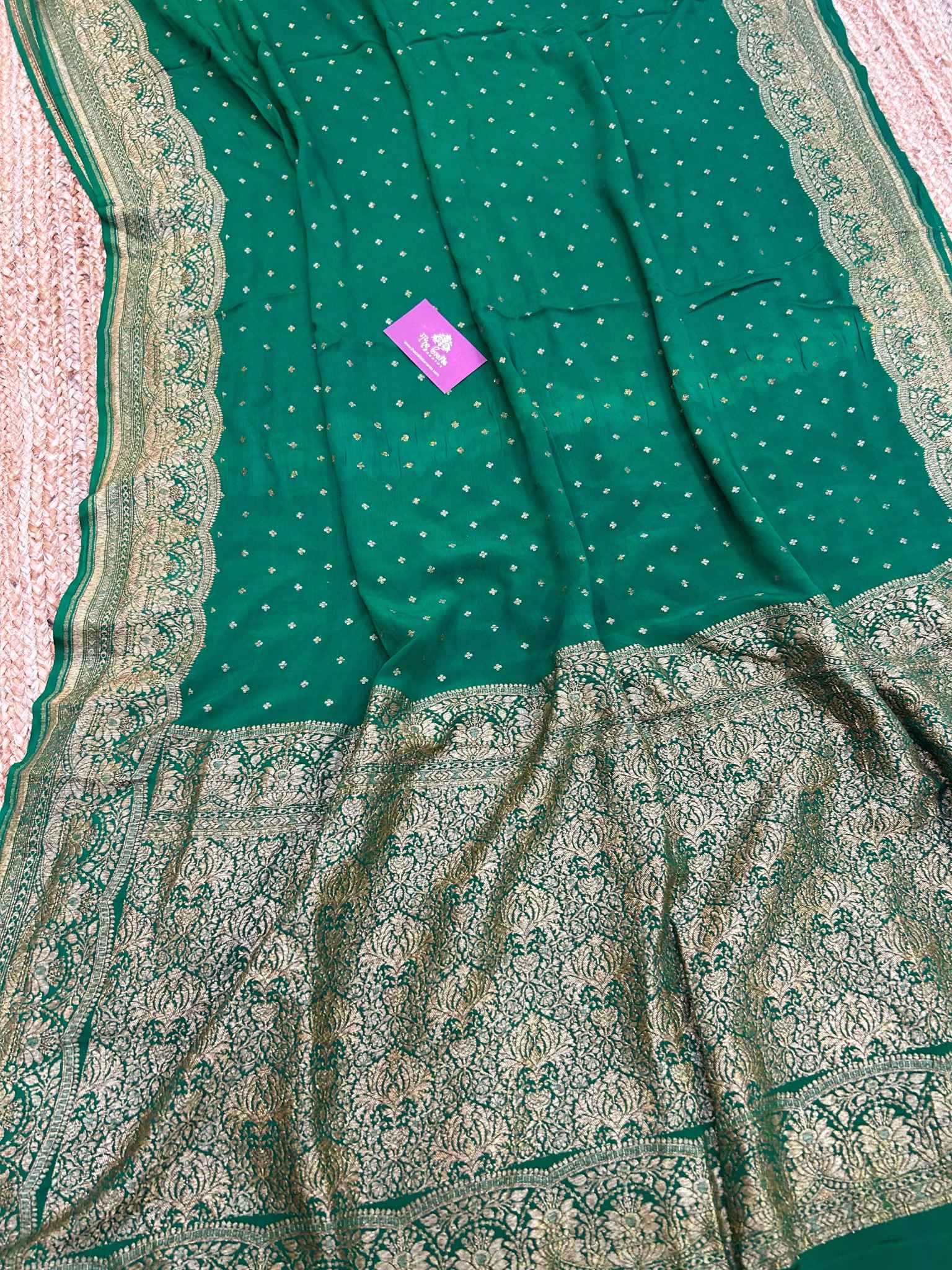 Khaddi Georgette Banarasi Saree - Antique Zari