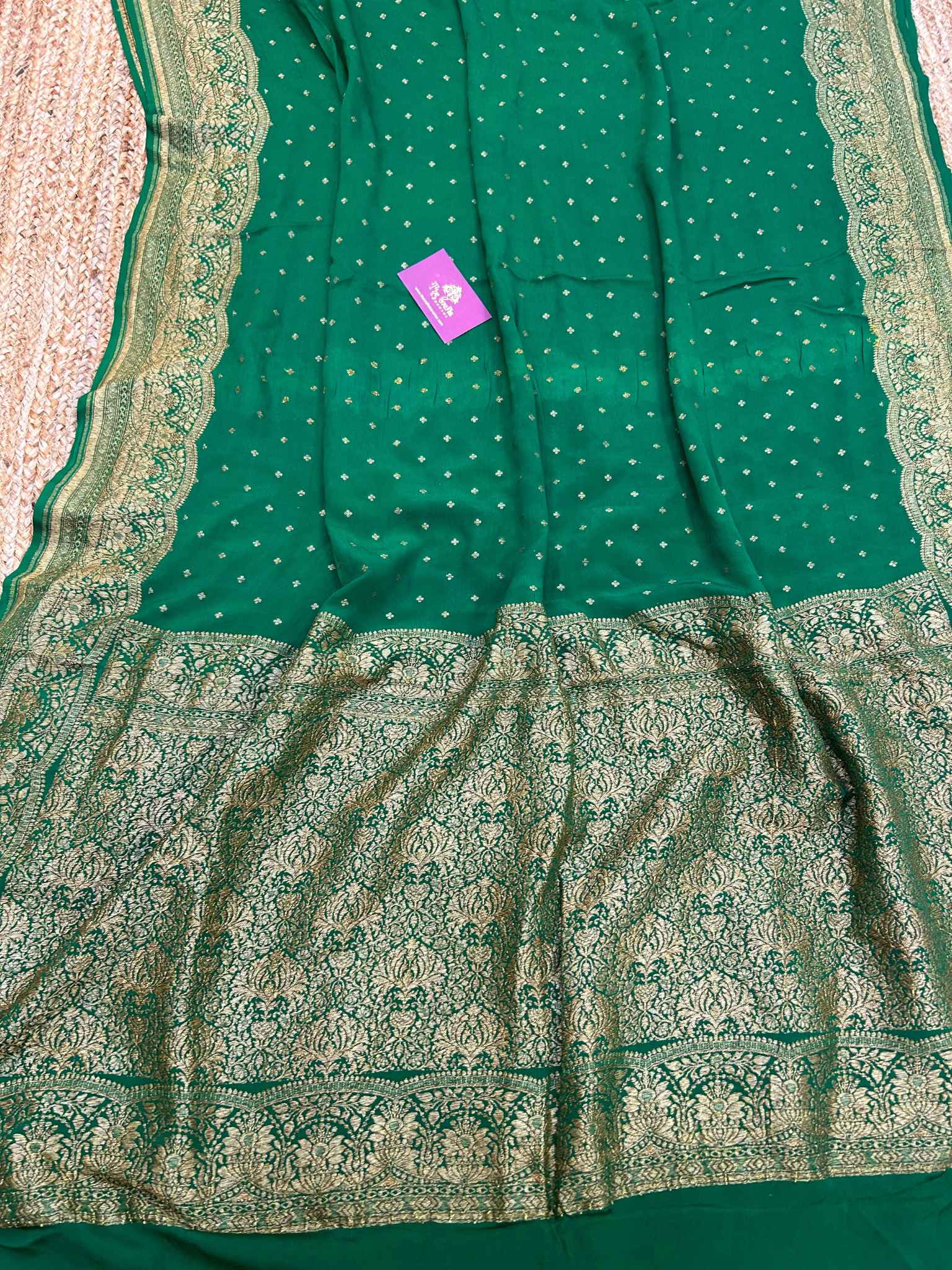 Khaddi Georgette Banarasi Saree - Antique Zari