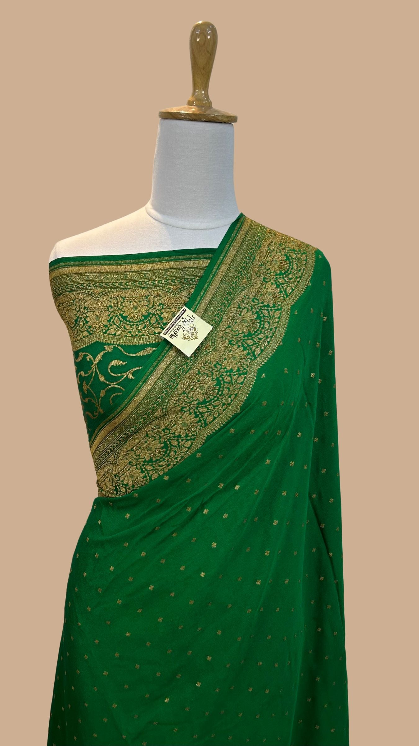 Khaddi Georgette Banarasi Saree - Antique Zari