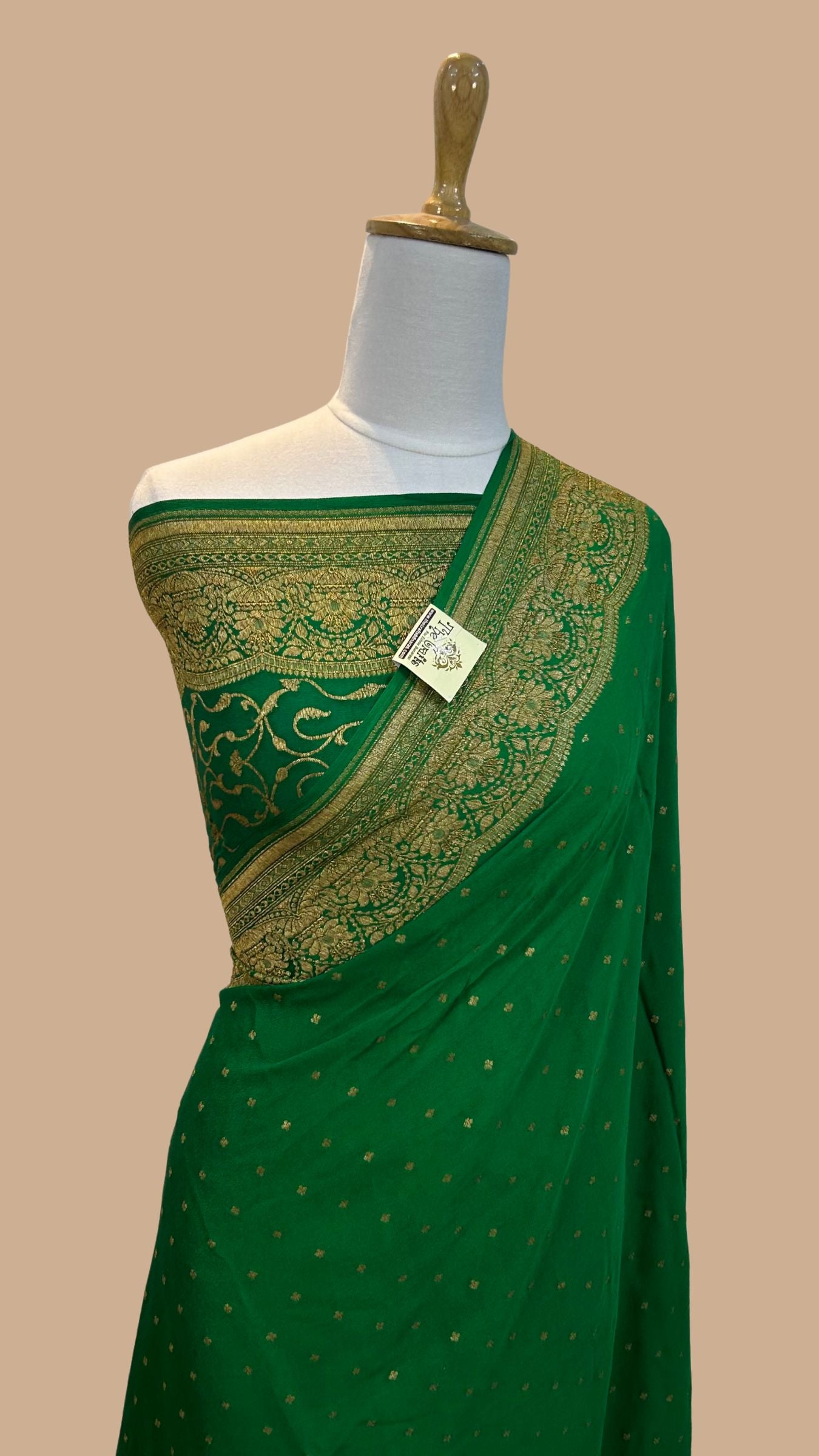 Khaddi Georgette Banarasi Saree - Antique Zari