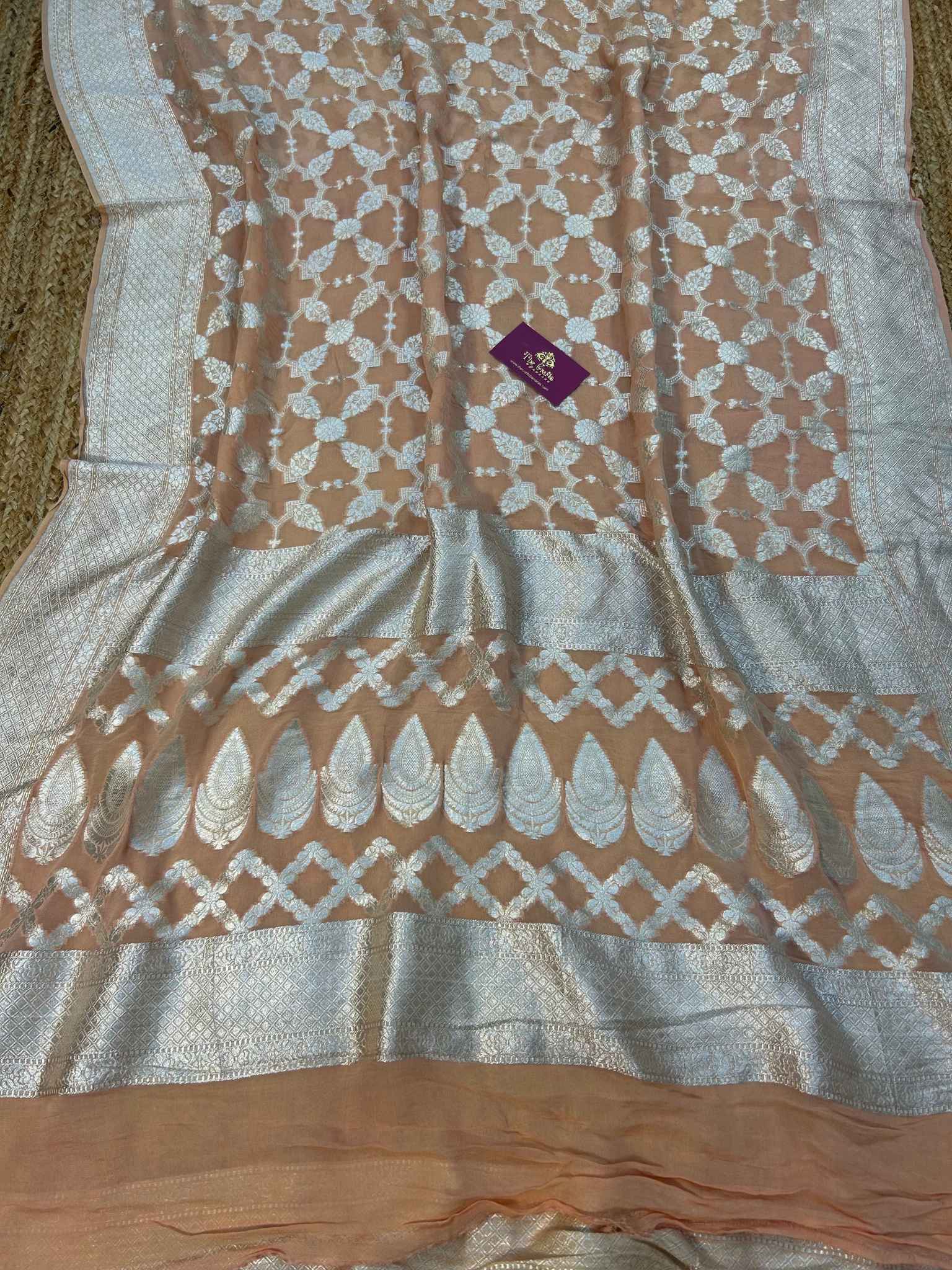 Pure Georgette Banarasi Saree - Silver Zari