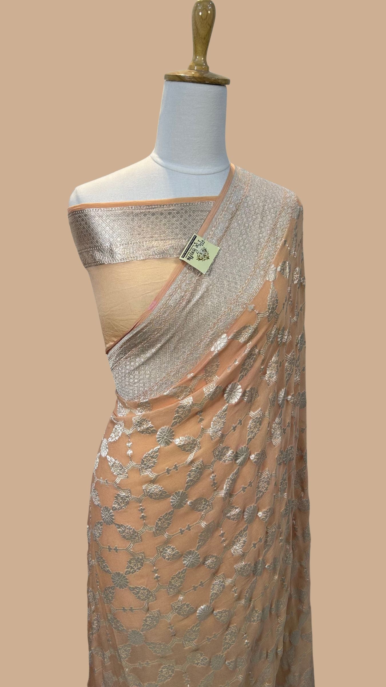 Pure Georgette Banarasi Saree - Silver Zari