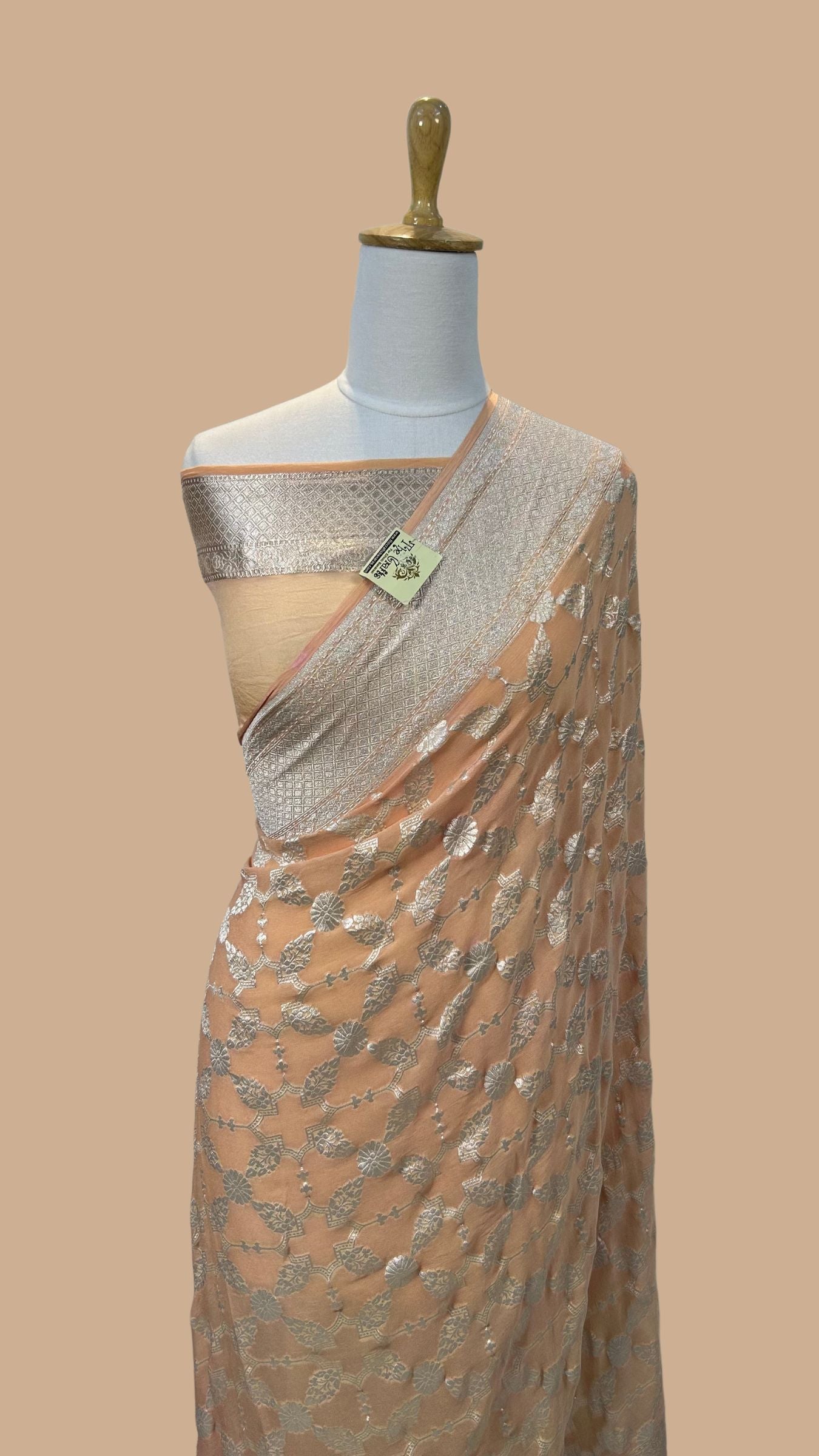 Pure Georgette Banarasi Saree - Silver Zari