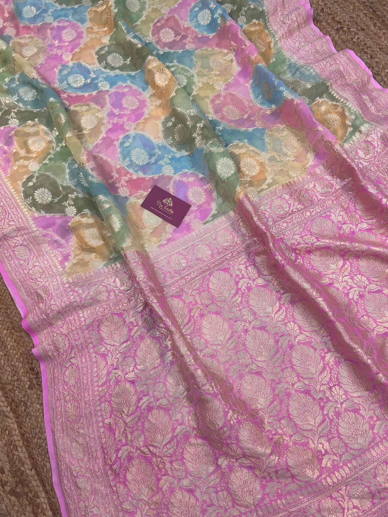 Khaddi Georgette Handloom Banarasi Saree