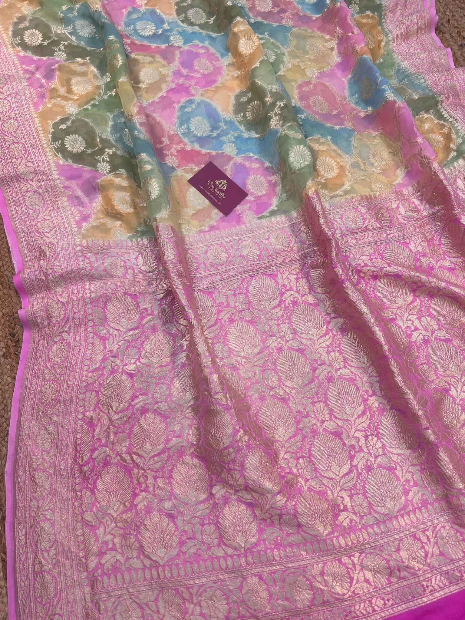 Khaddi Georgette Handloom Banarasi Saree