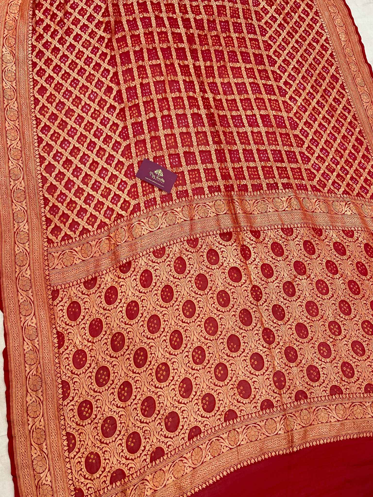 Pure Georgette Banarasi Handloom Bandhej Saree