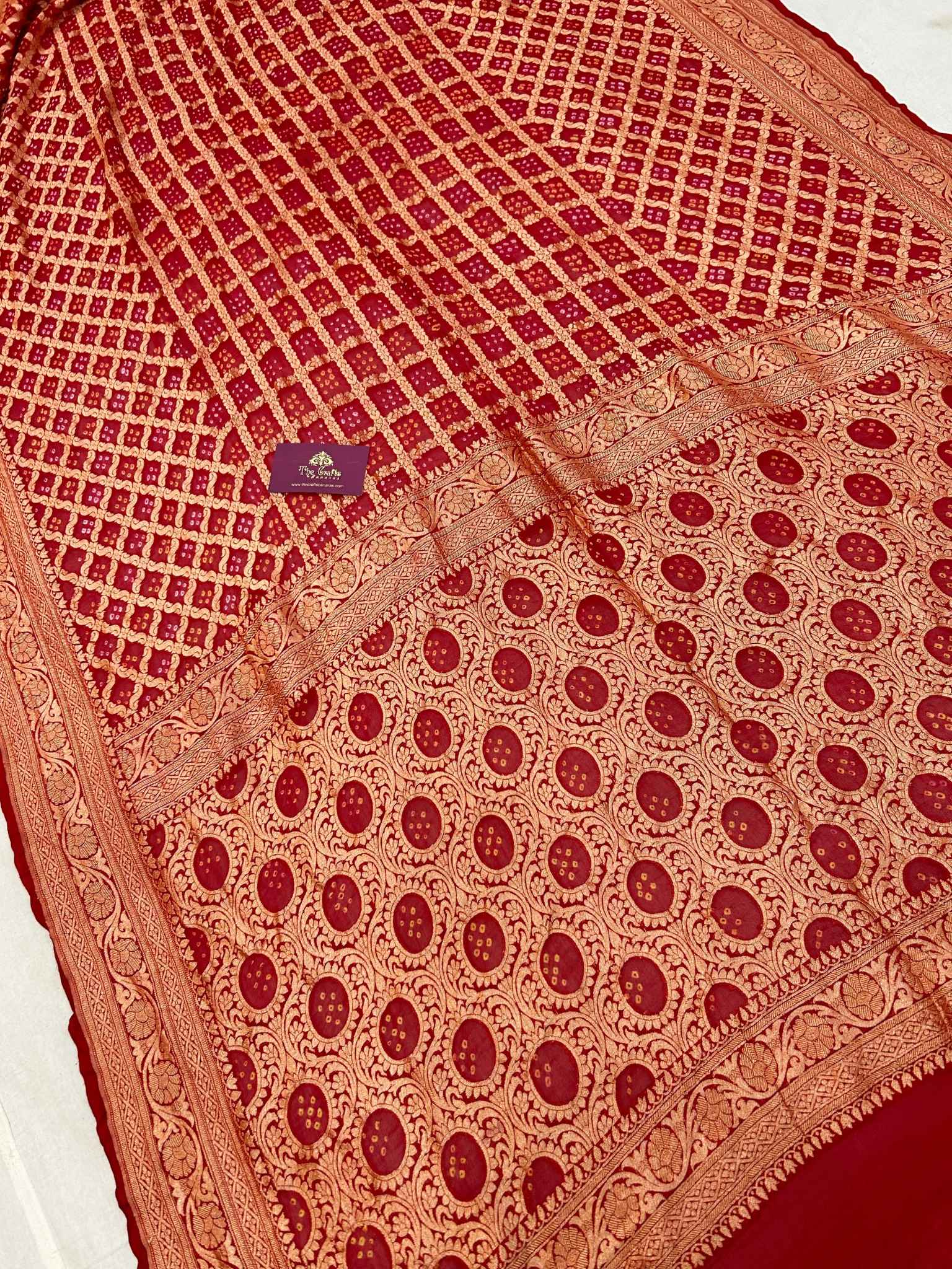 Pure Georgette Banarasi Handloom Bandhej Saree