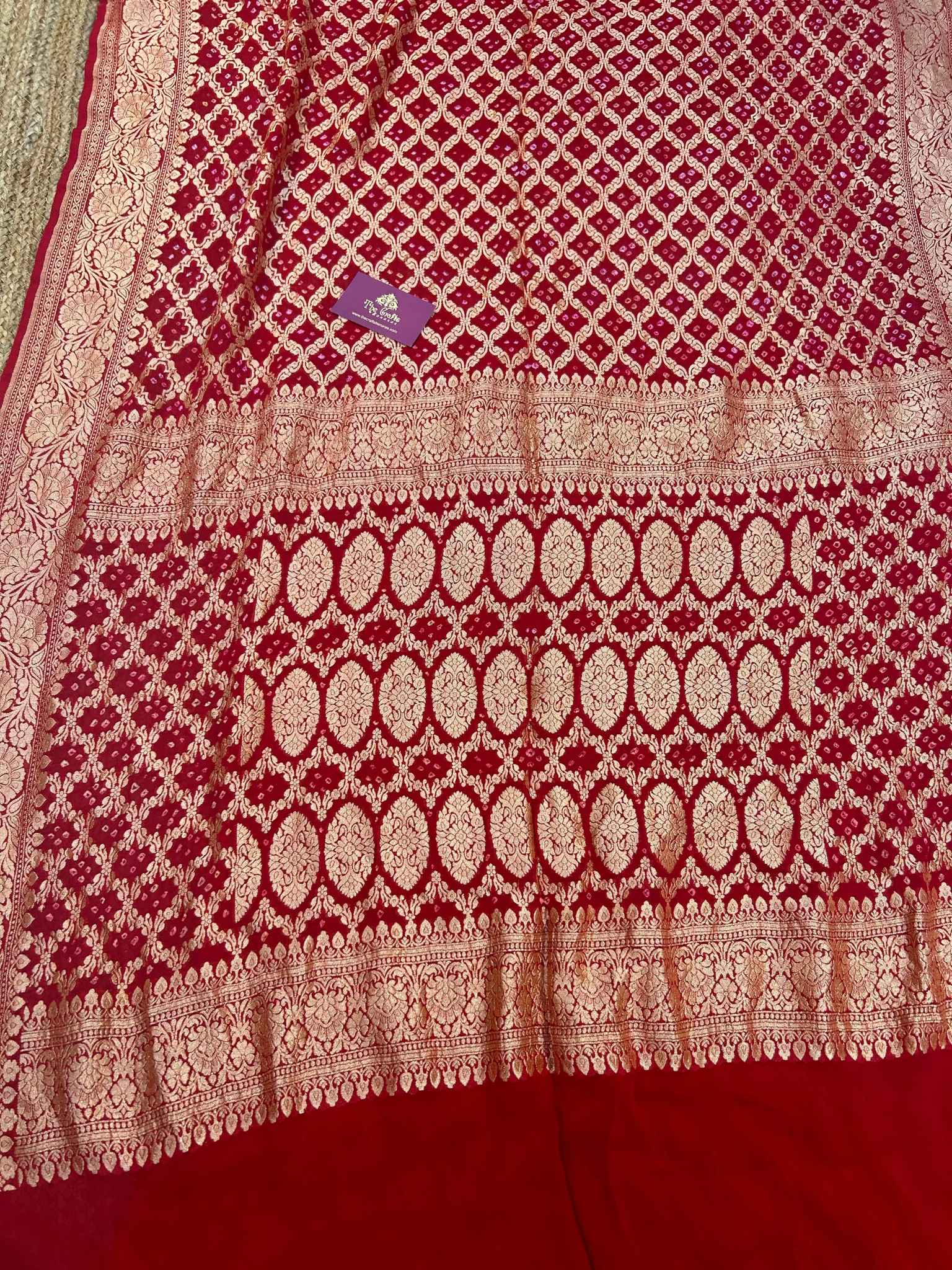 Pure Georgette Banarasi Handloom Bandhej Saree