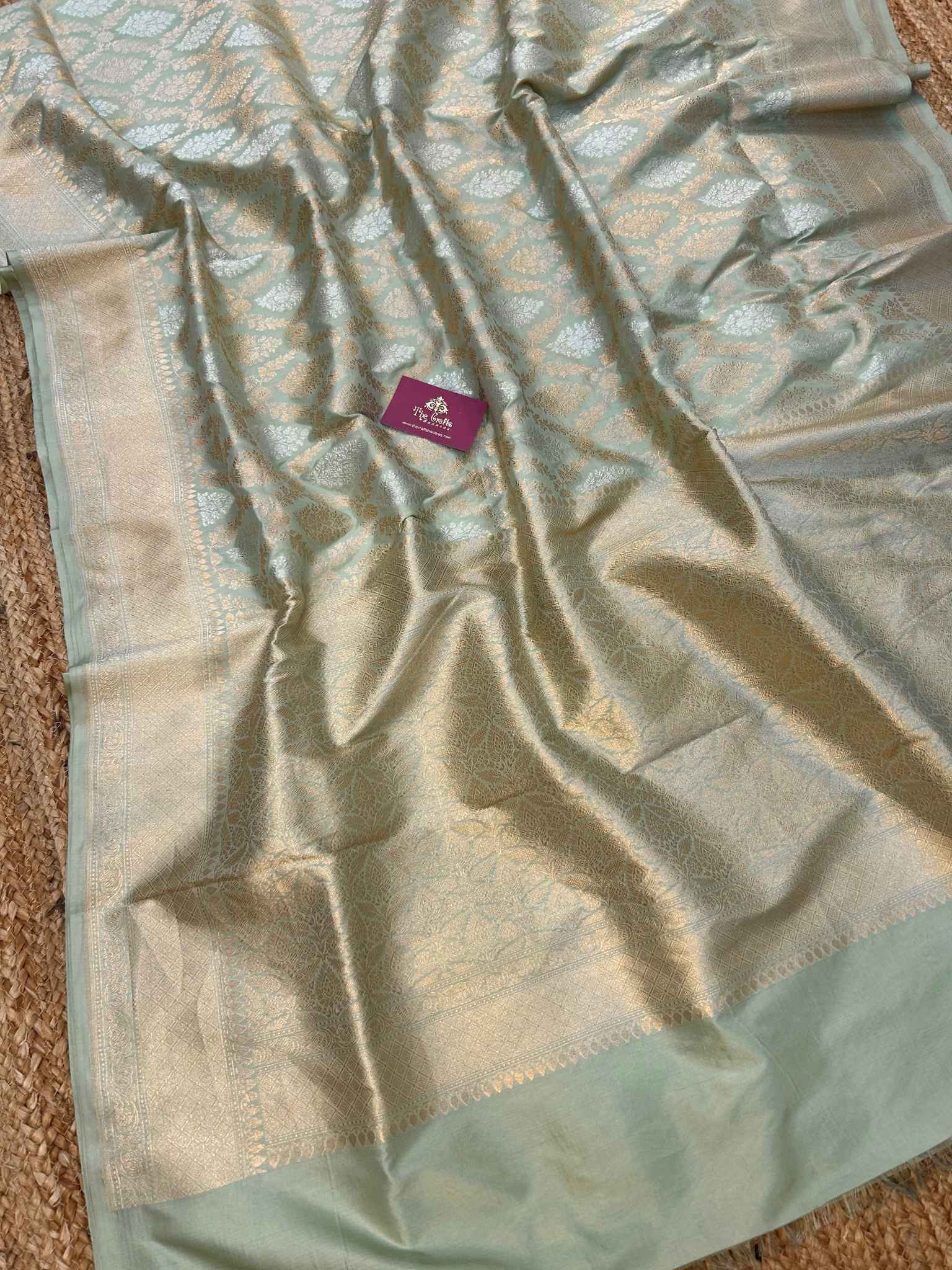 Pure Katan Silk Handloom Banarasi Saree - All over Sona Roopa Jaal work