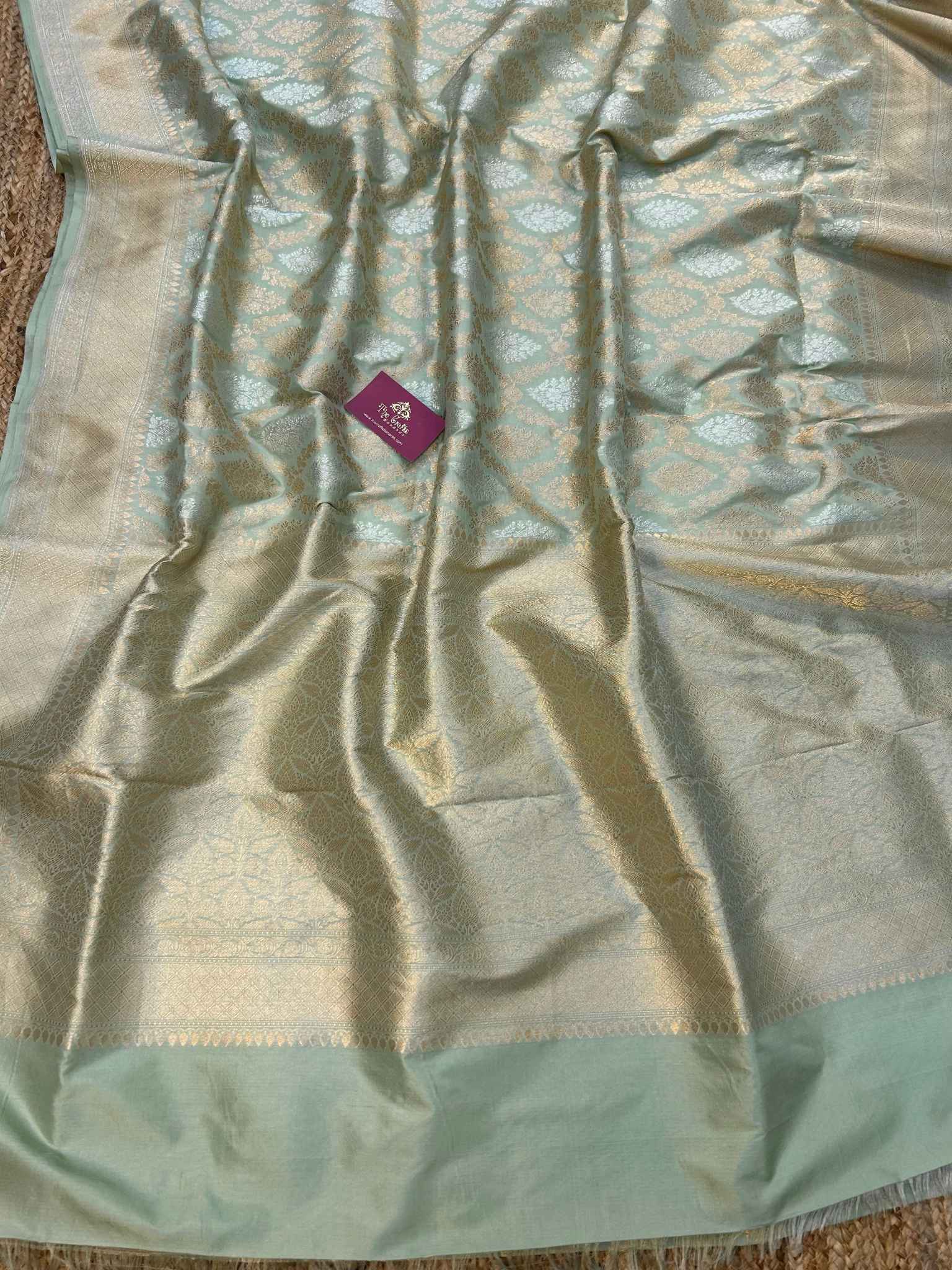 Pure Katan Silk Handloom Banarasi Saree - All over Sona Roopa Jaal work