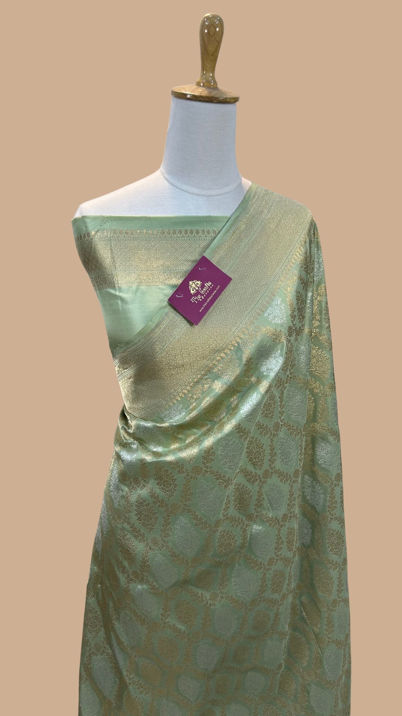 Pure Katan Silk Handloom Banarasi Saree - All over Sona Roopa Jaal work