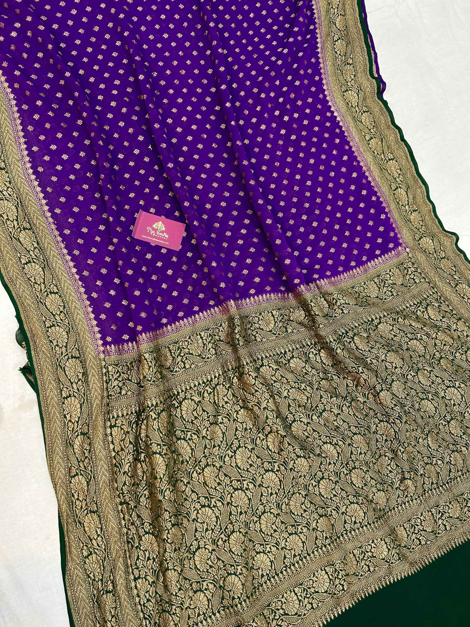 Khaddi Georgette Banarasi Saree - Antique Zari