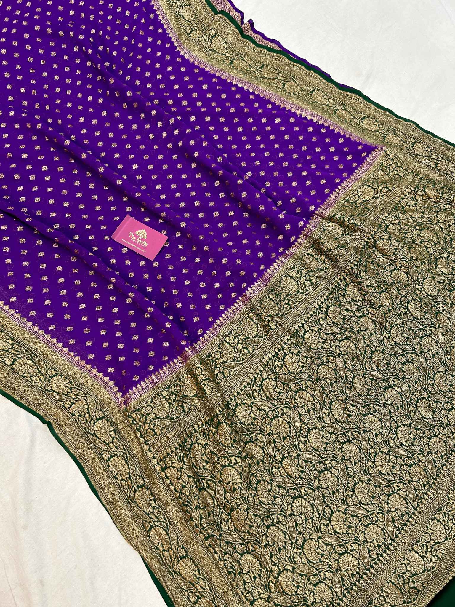 Khaddi Georgette Banarasi Saree - Antique Zari