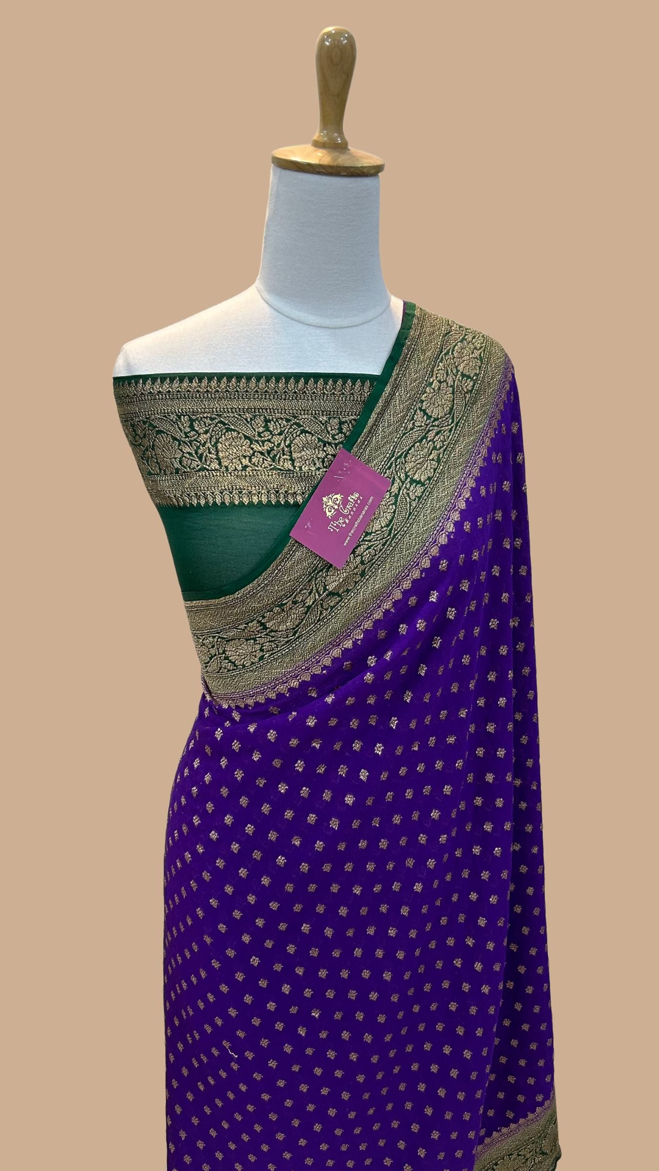 Khaddi Georgette Banarasi Saree - Antique Zari