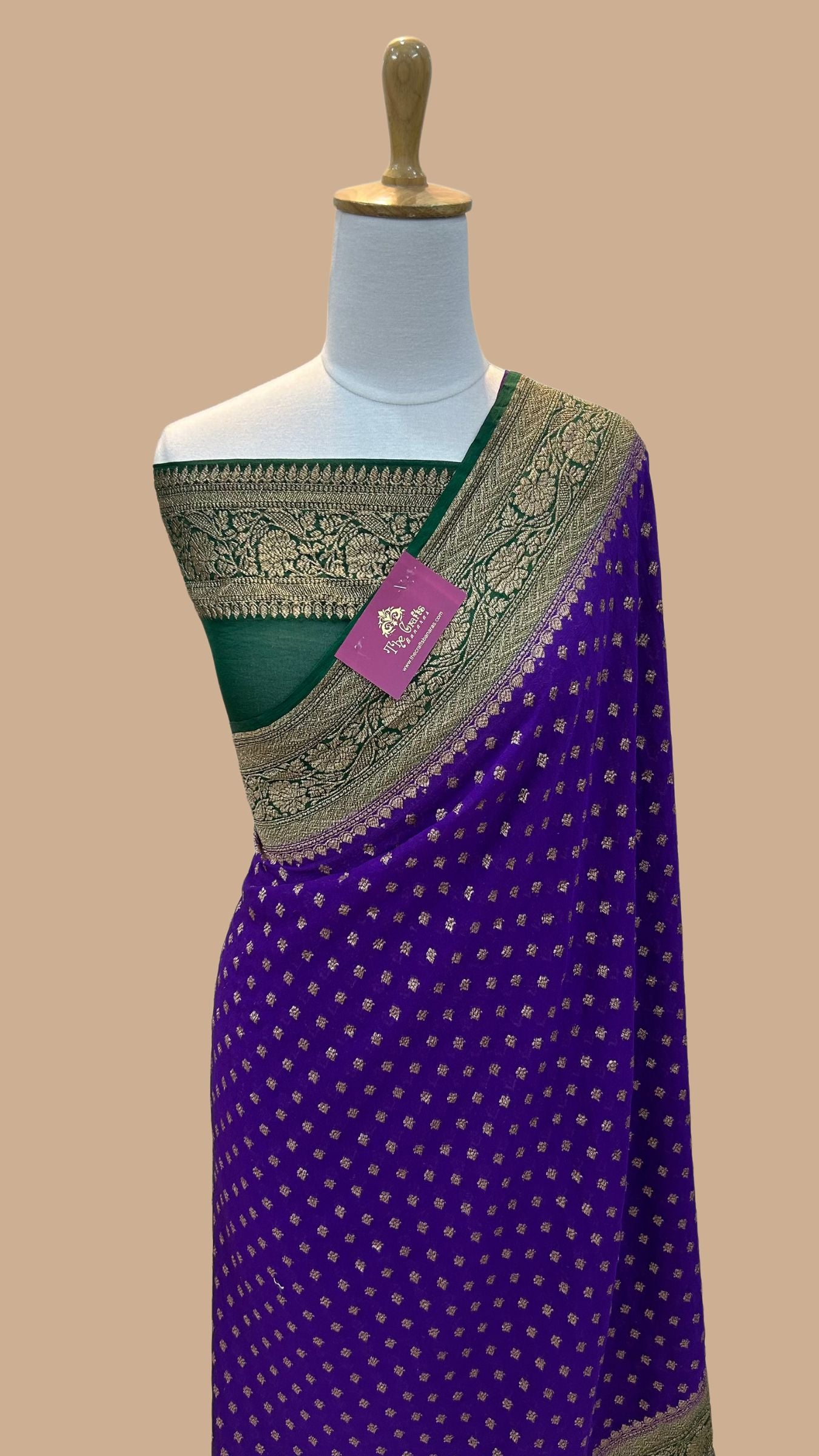 Khaddi Georgette Banarasi Saree - Antique Zari