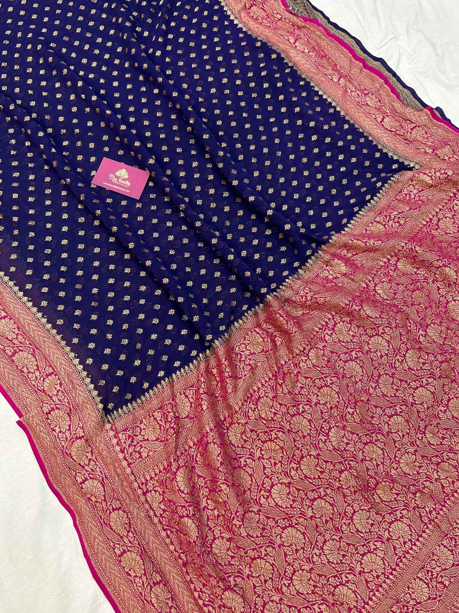 Khaddi Georgette Banarasi Saree - Antique Zari