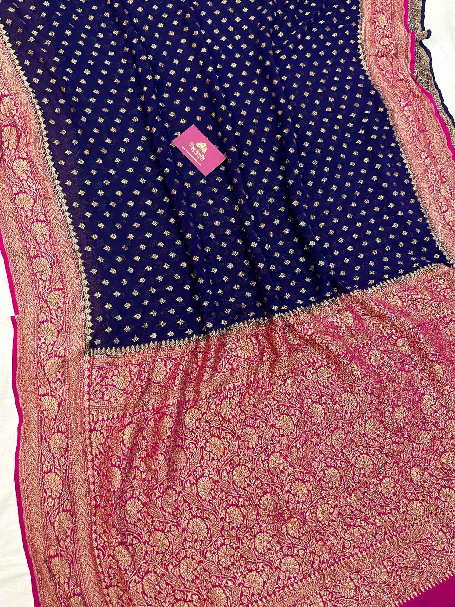 Khaddi Georgette Banarasi Saree - Antique Zari