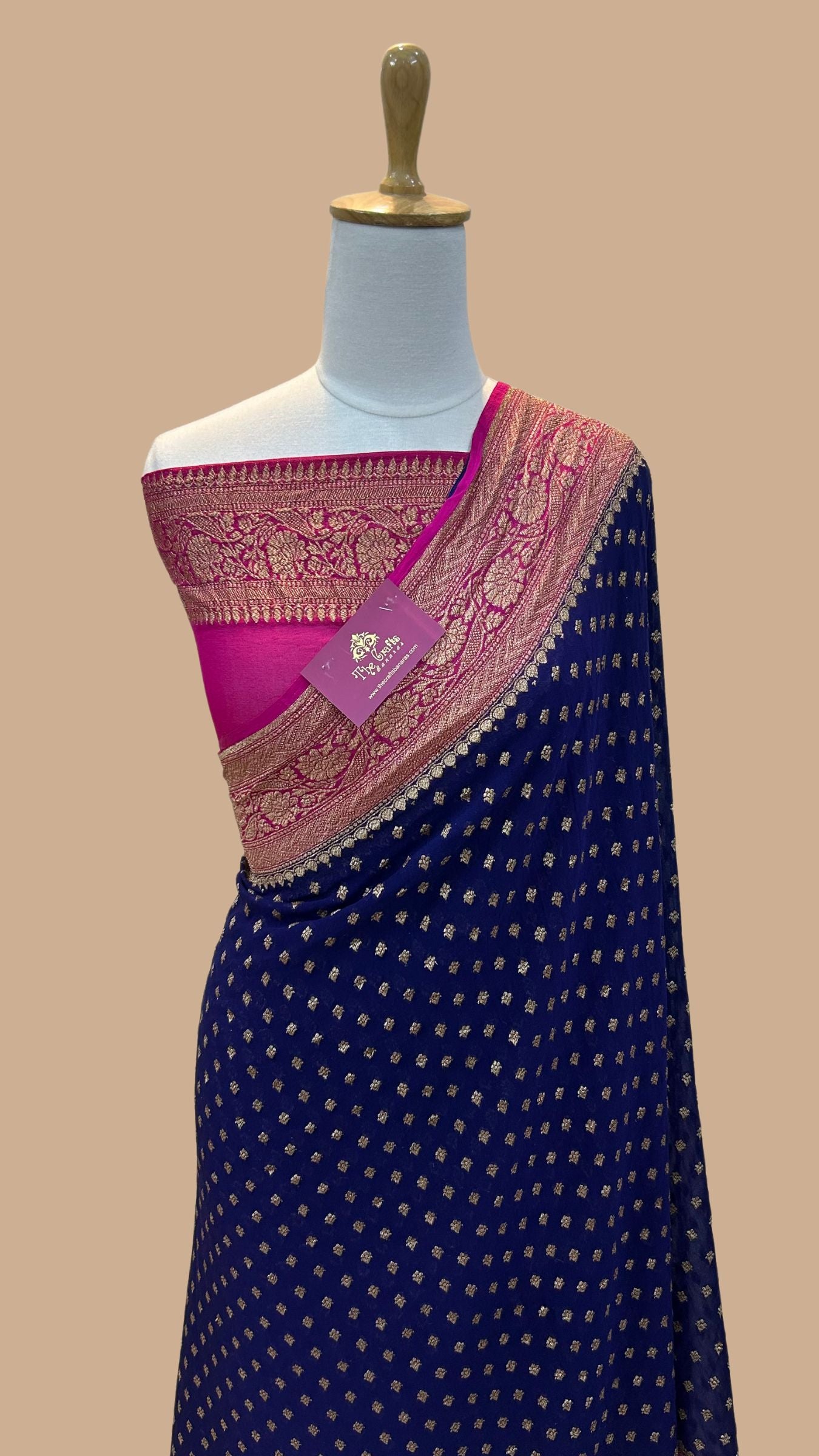 Khaddi Georgette Banarasi Saree - Antique Zari