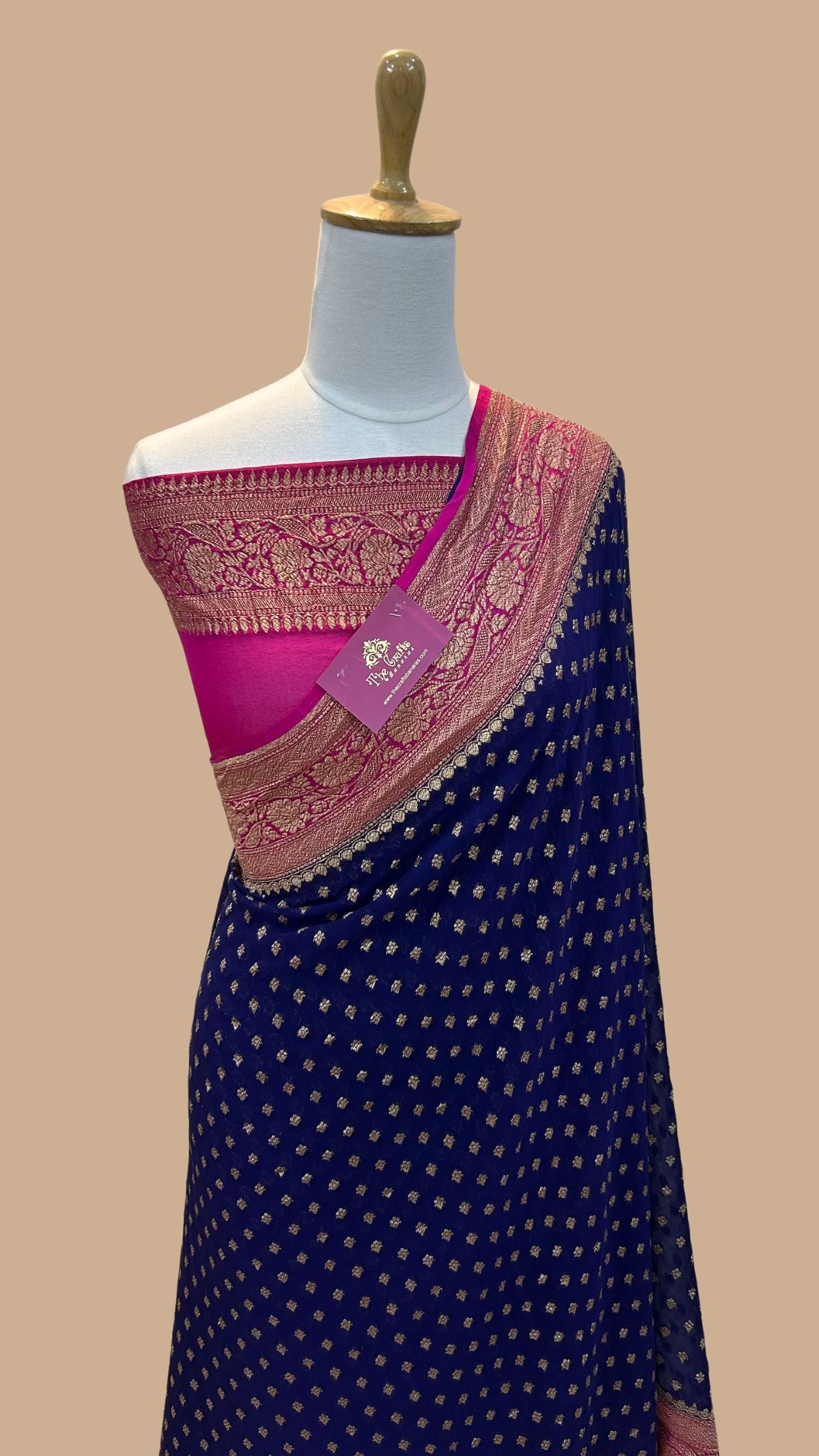 Khaddi Georgette Banarasi Saree - Antique Zari