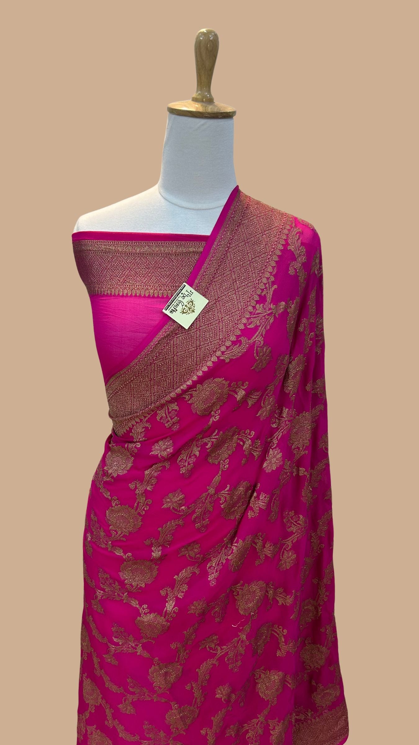 Khaddi Georgette Banarasi Saree - Antique Zari