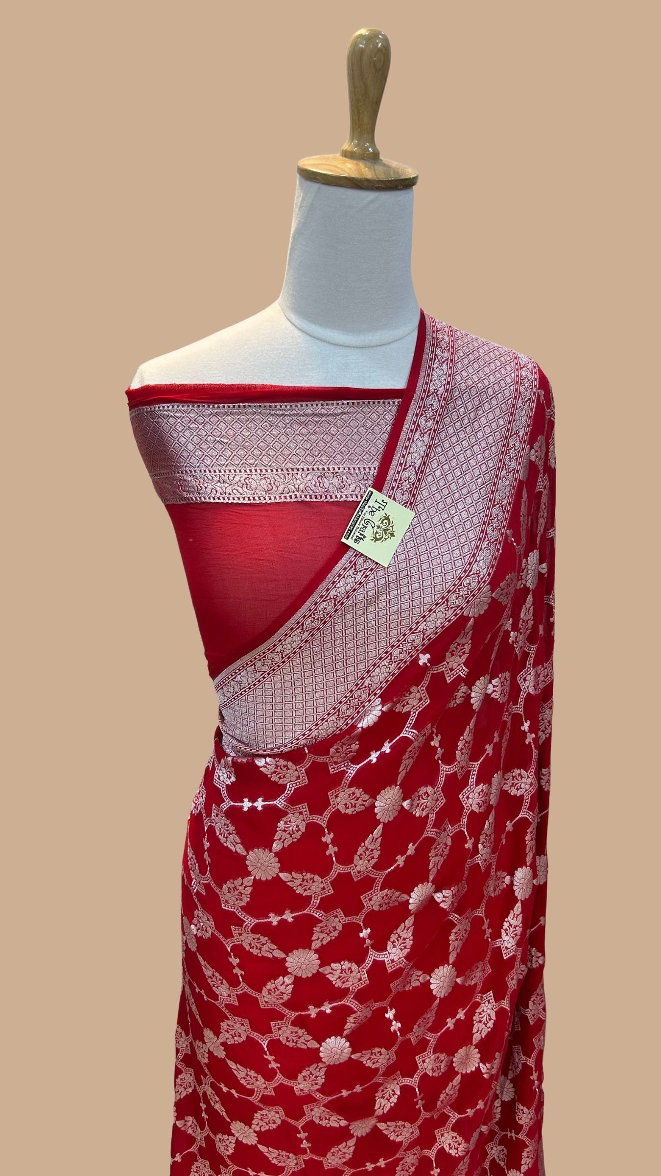 Pure Georgette Banarasi Saree - Silver Zari