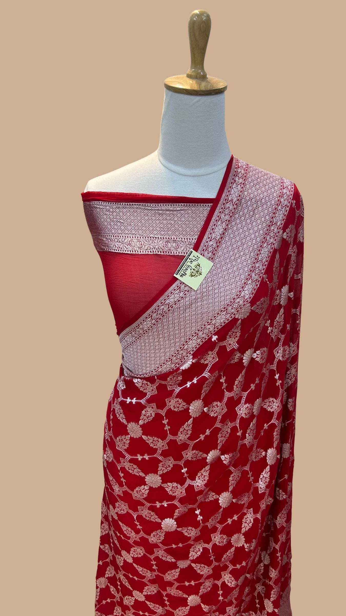 Pure Georgette Banarasi Saree - Silver Zari