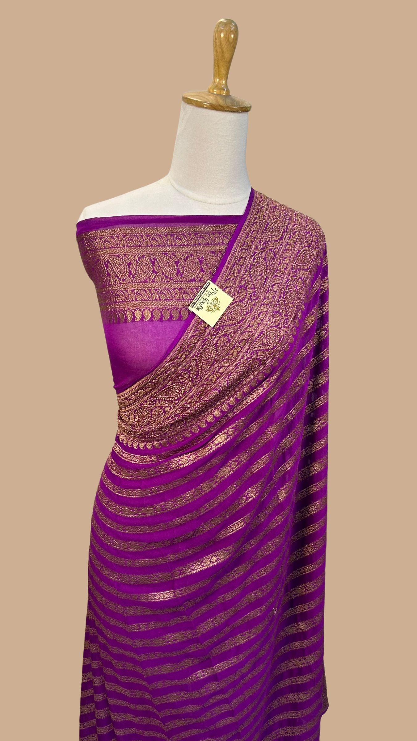 Khaddi Georgette Banarasi Saree - Antique Zari