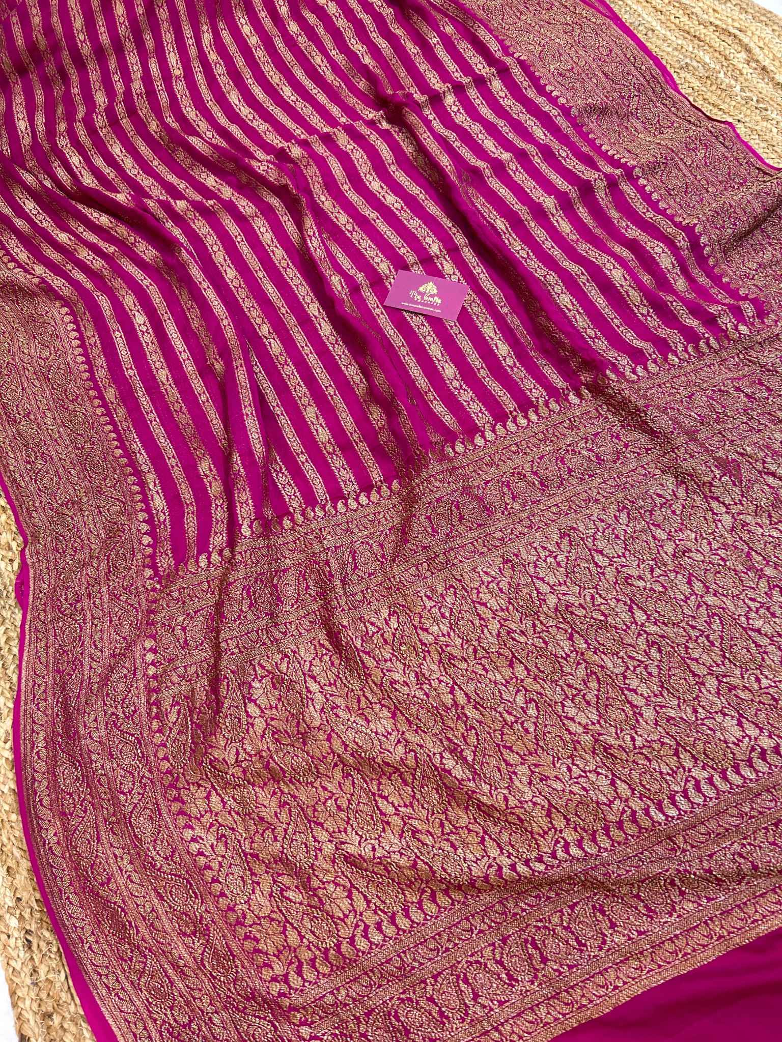 Khaddi Georgette Banarasi Saree - Antique Zari