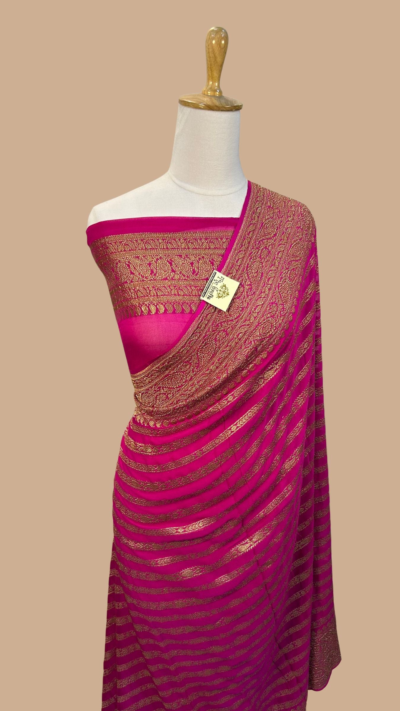 Khaddi Georgette Banarasi Saree - Antique Zari