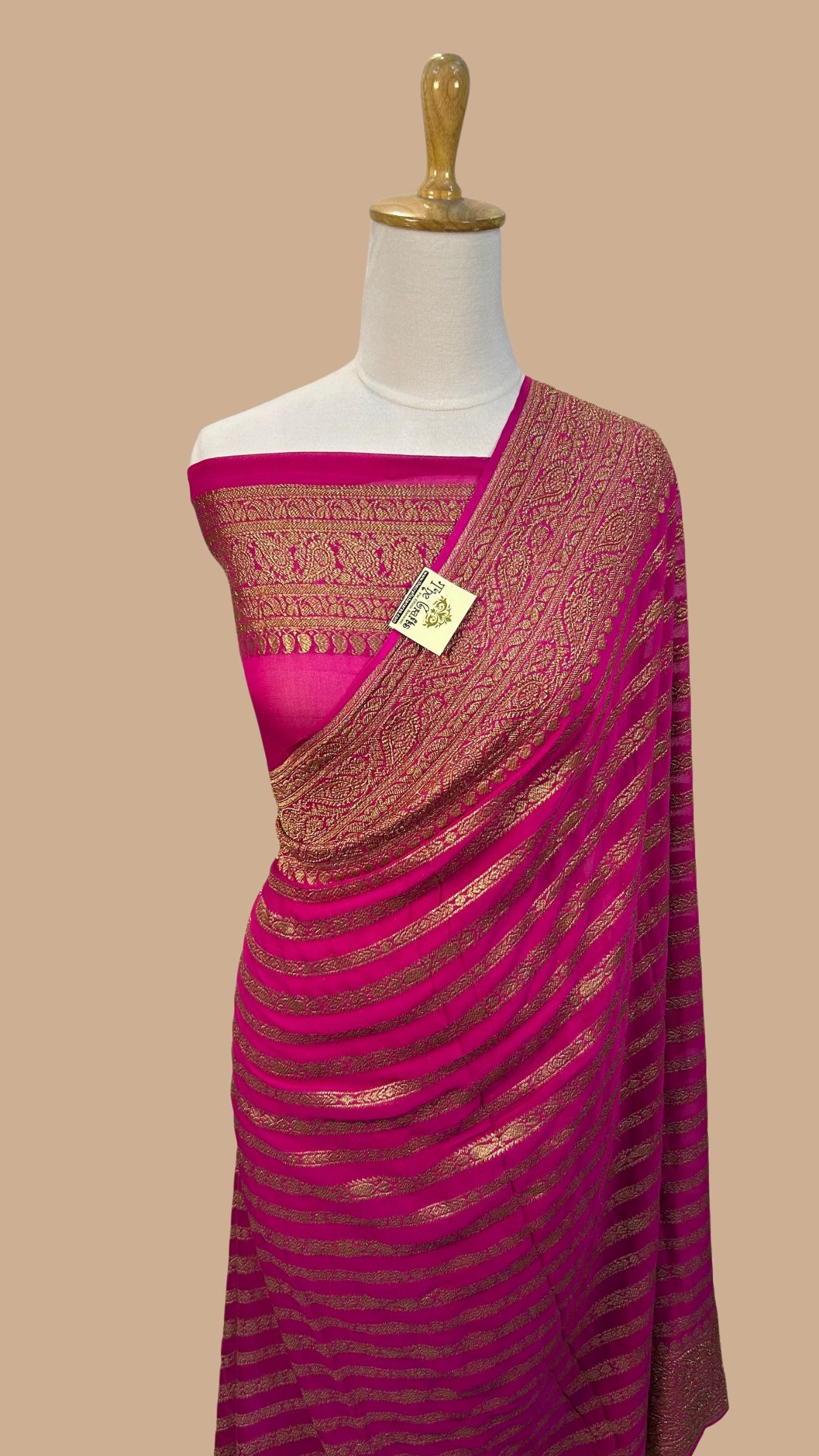 Khaddi Georgette Banarasi Saree - Antique Zari