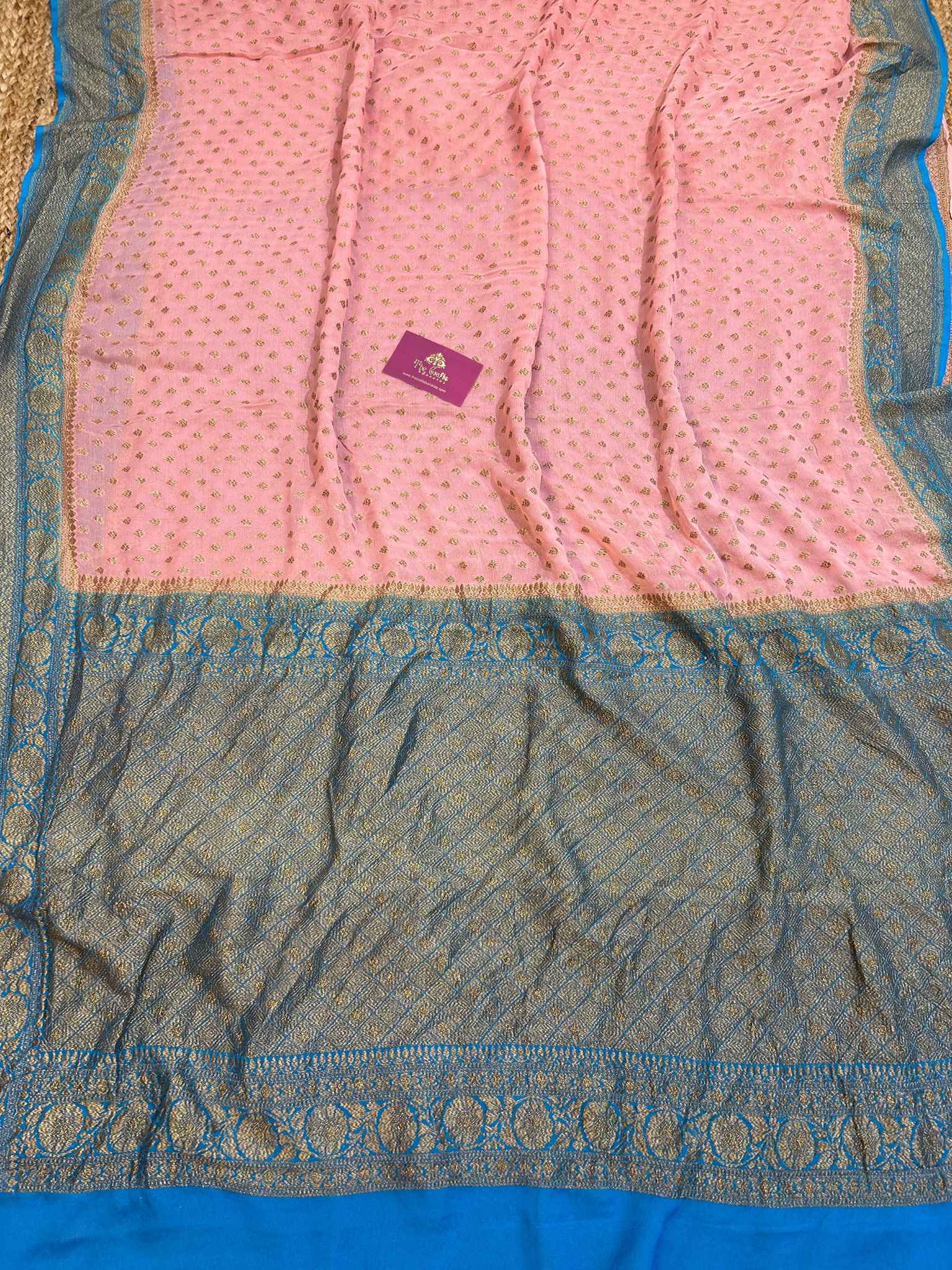 Khaddi Georgette Banarasi Saree - Antique Zari