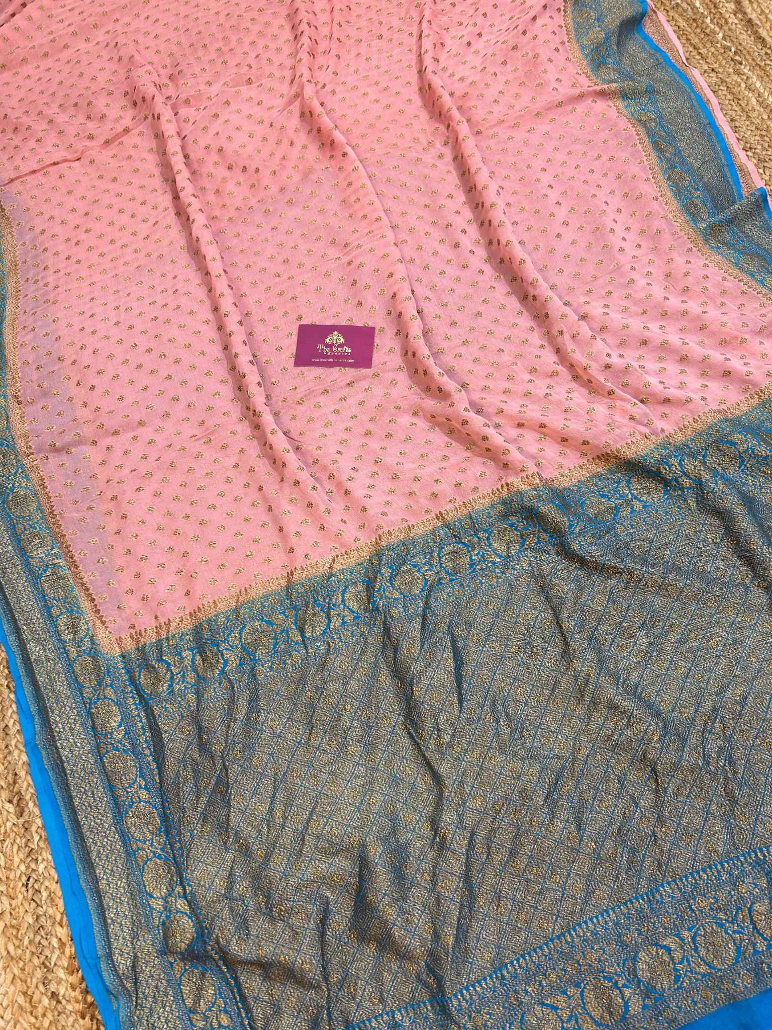 Khaddi Georgette Banarasi Saree - Antique Zari