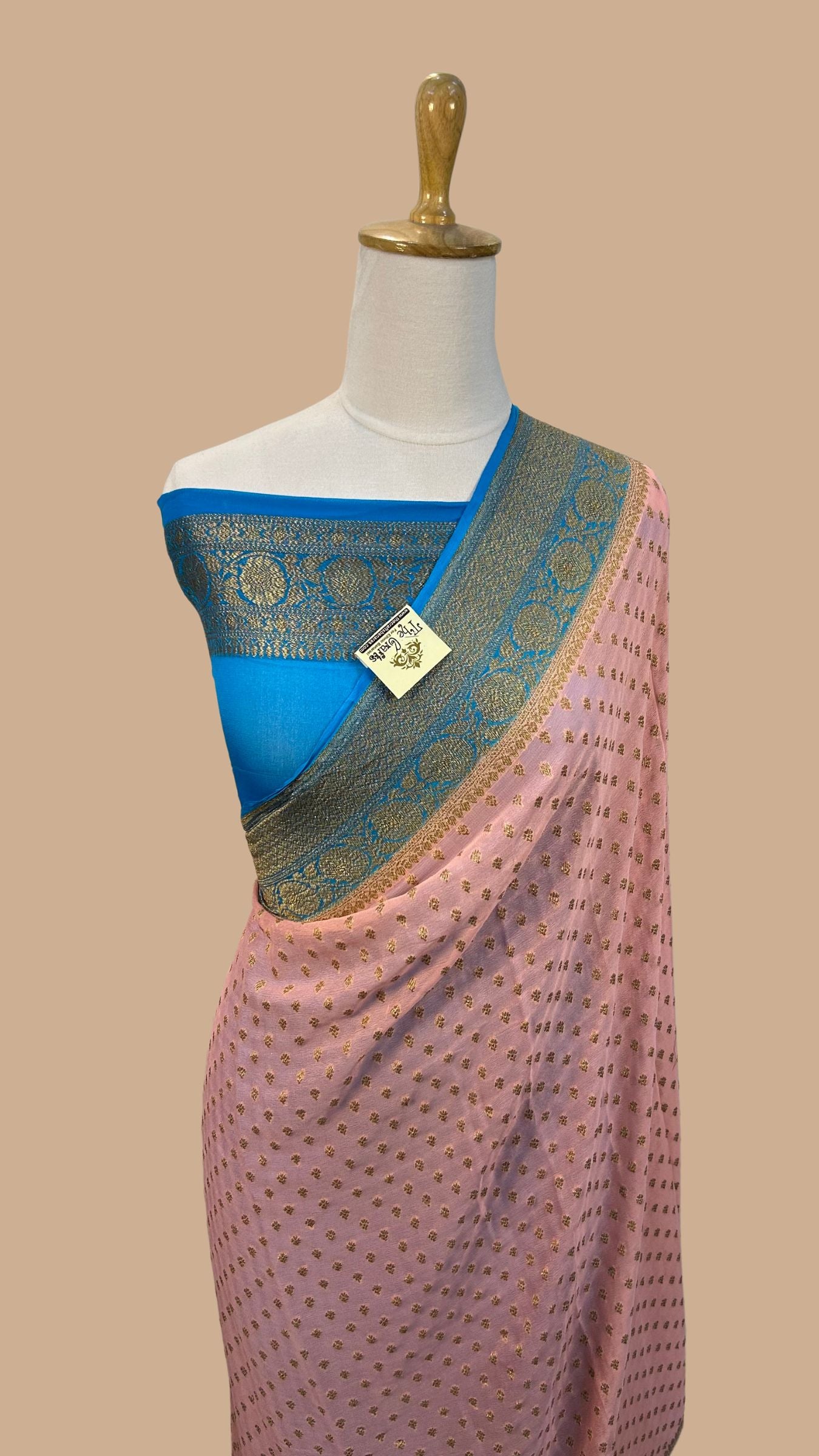 Khaddi Georgette Banarasi Saree - Antique Zari